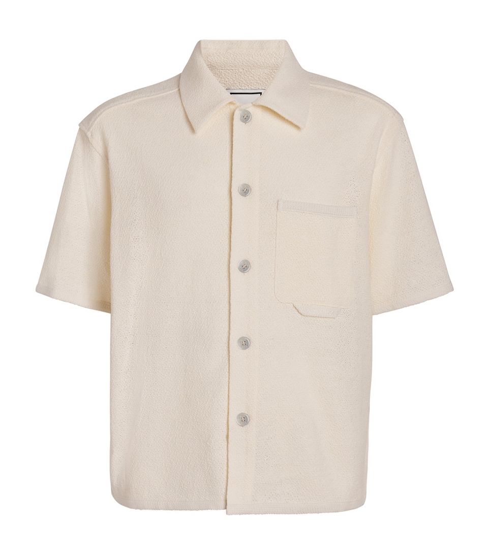 Wooyoungmi Mens Seersucker Short-Sleeve Shirt White