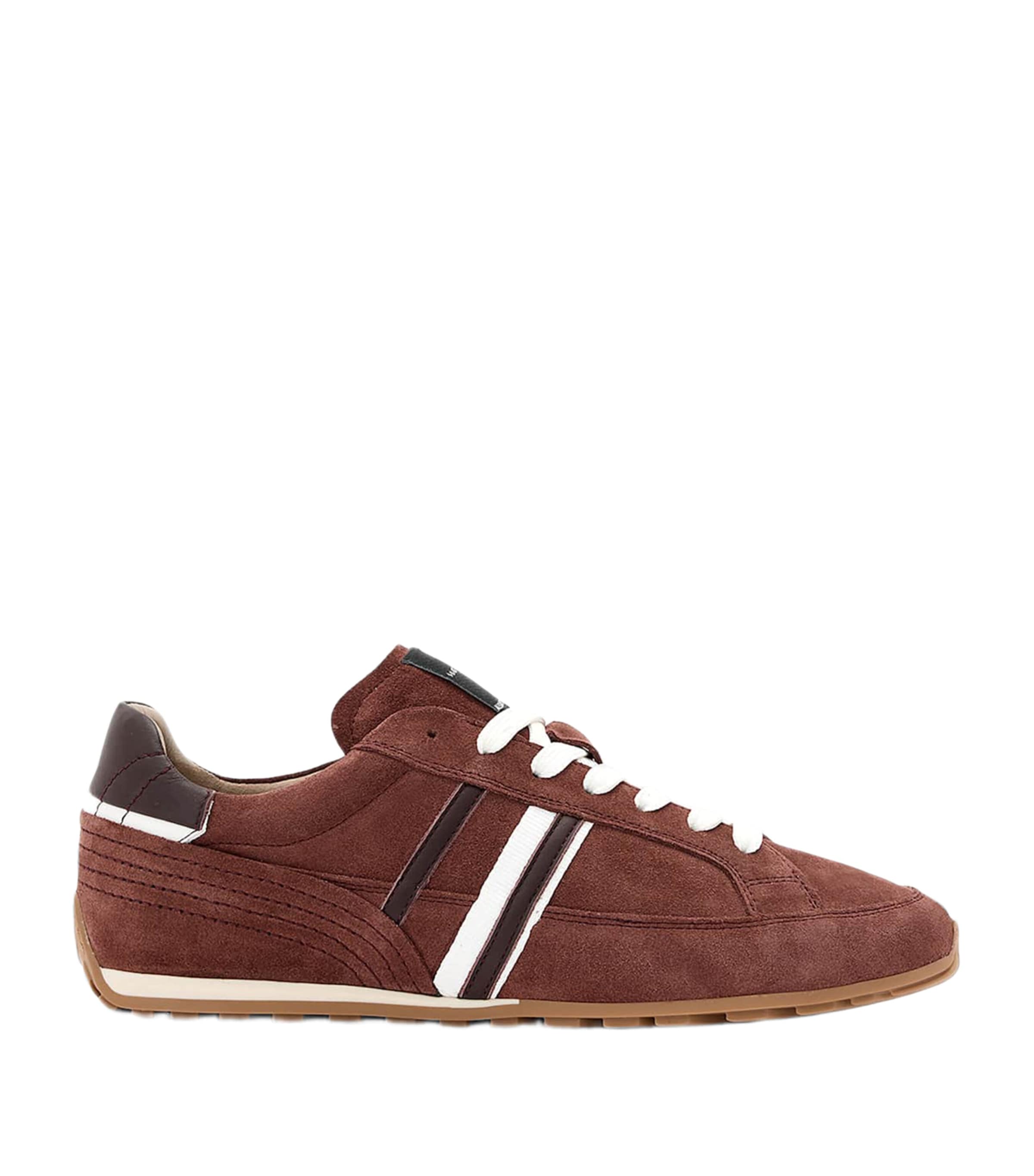 AllSaints Suede-Cotton Liam Sneakers Rust Red