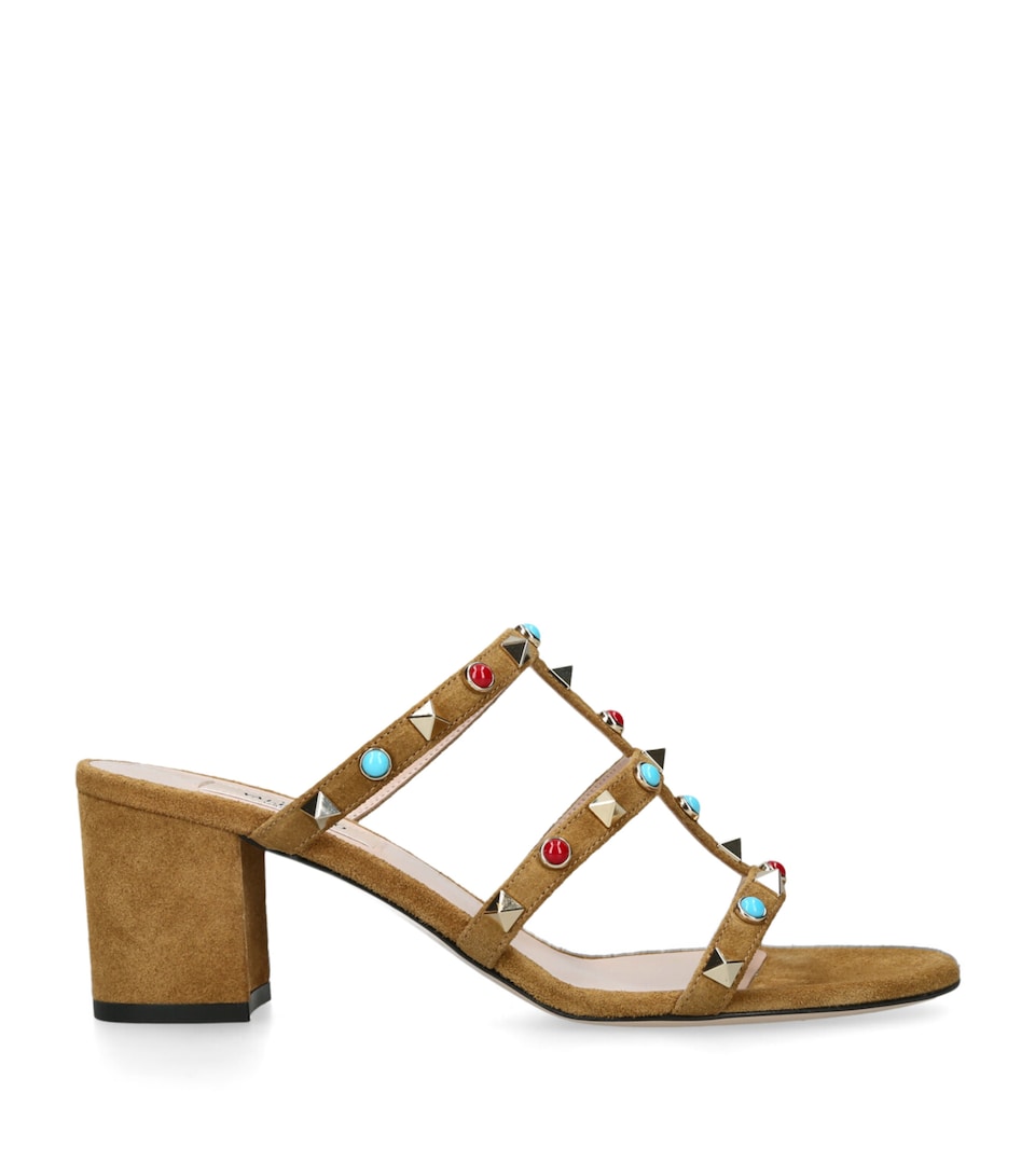 Suede Rockstud Heeled Mules 60