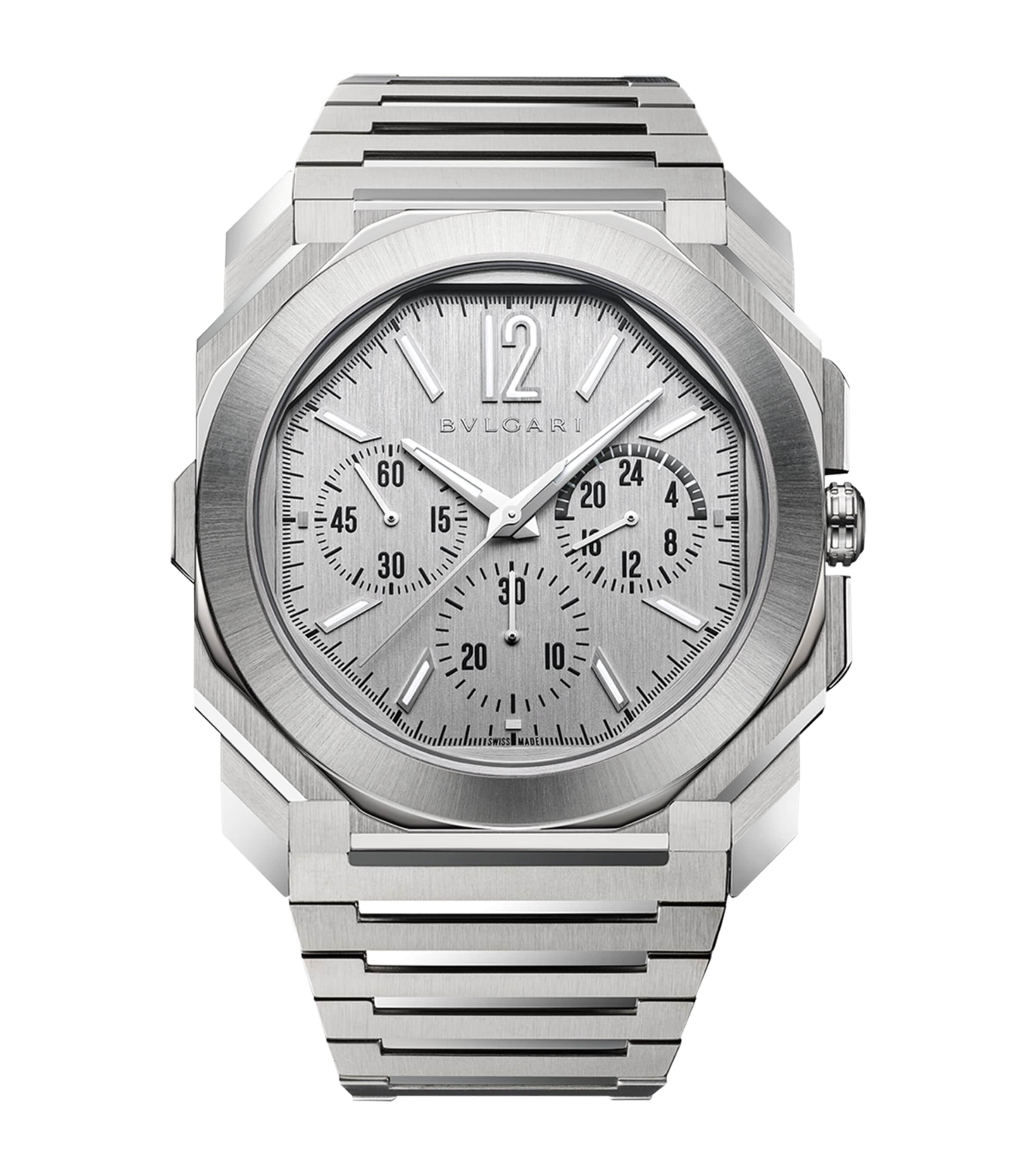 Bvlgari Stainless Steel Octo Finissimo Chronograph GMT Watch 43mm Grey