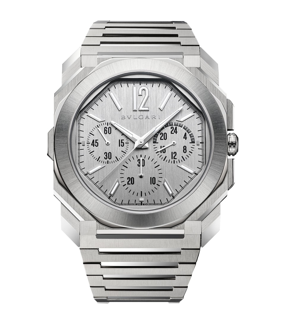 Bvlgari Stainless Steel Octo Finissimo Chronograph GMT Watch 43mm Grey