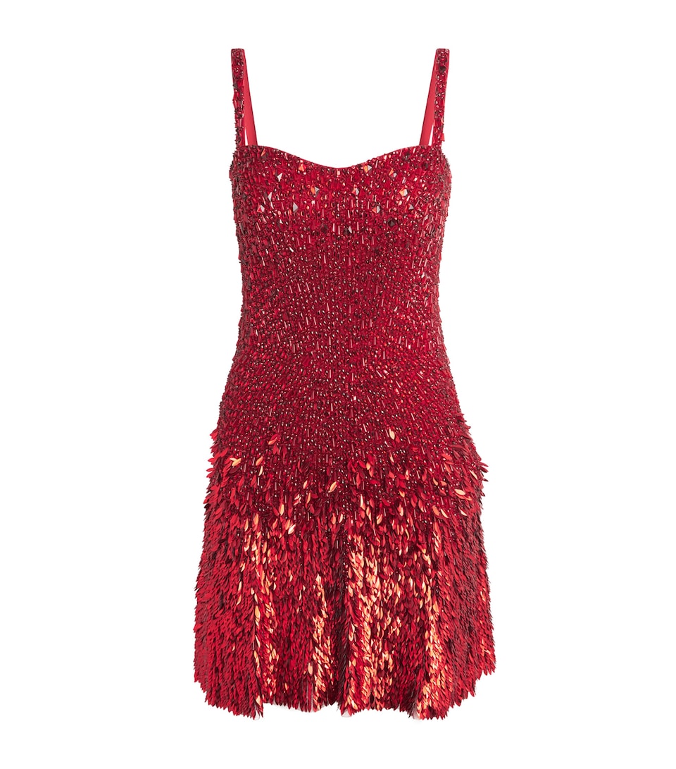 Jenny Packham Womens Embellished Nima Mini Dress Chilli Red
