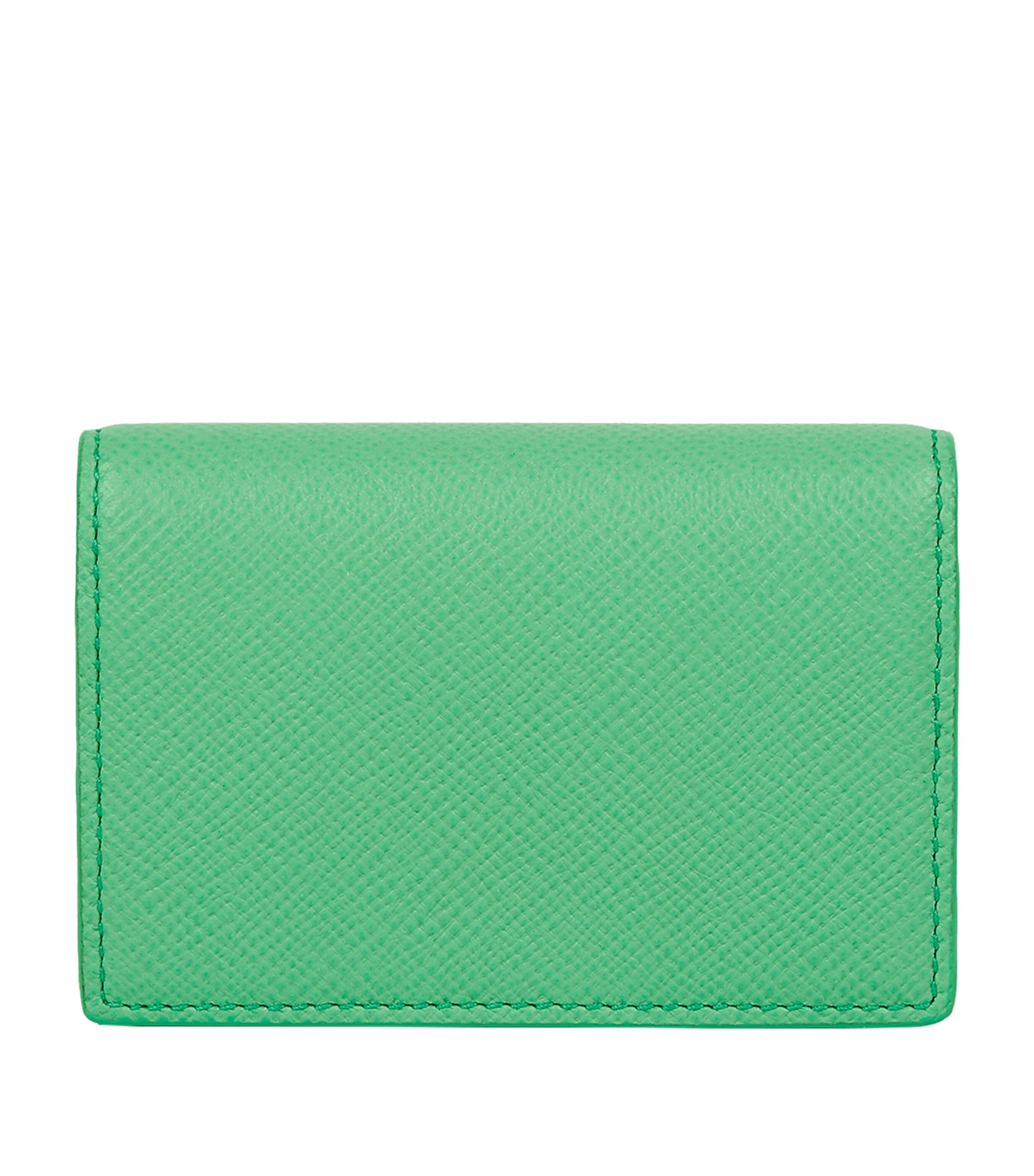 Smythson Leather Panama Folded Card Holder Shamrock