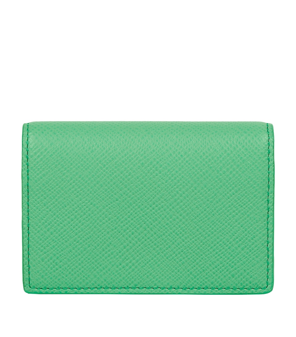 Smythson Leather Panama Folded Card Holder Shamrock