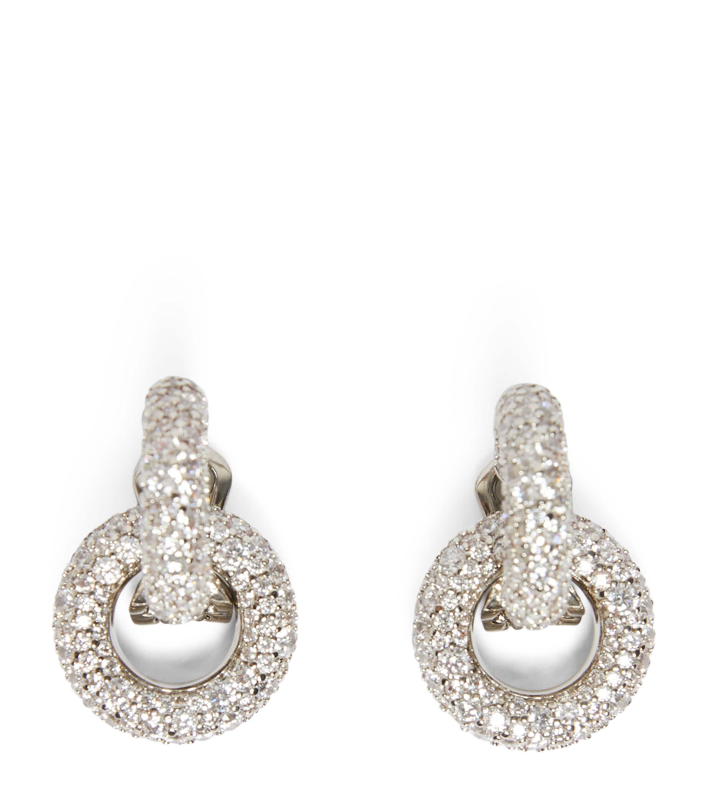 Rhinestone-Embellished Hoop Earrings