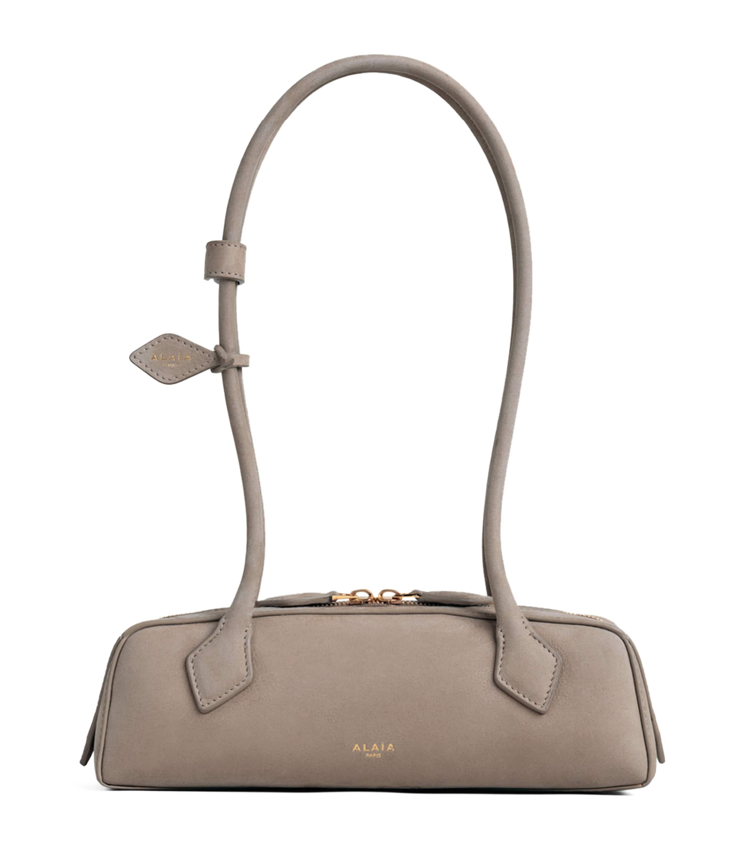 Alaïa Small Nubuck Le Teckel Shoulder Bag Mist