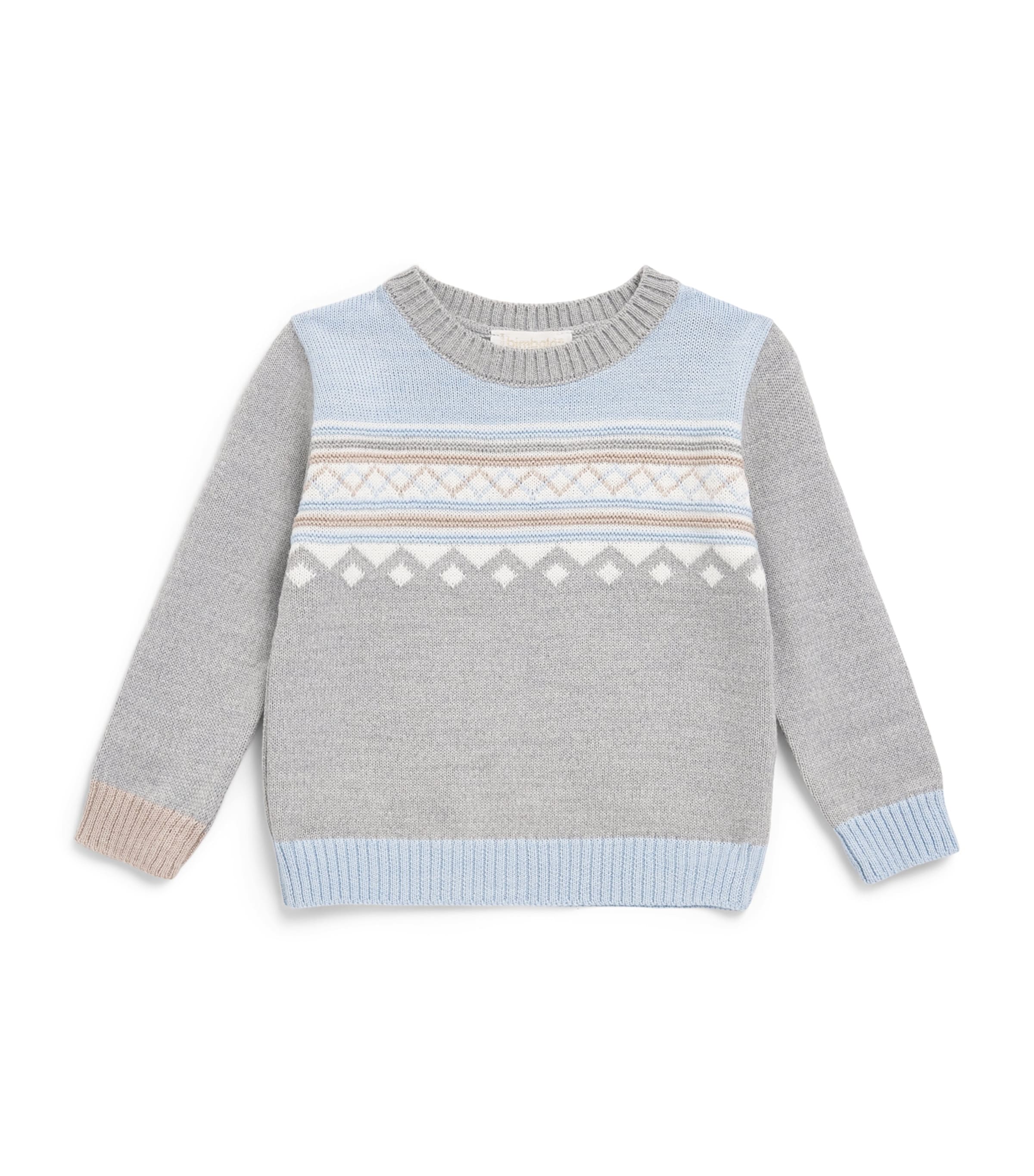 Bimbalo Wool-Blend Geometric Sweater (1-24 Months) Pale Blue
