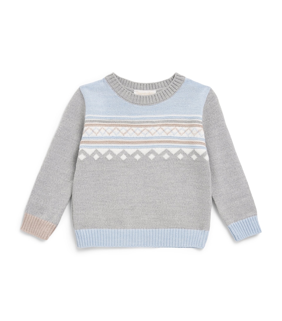 Bimbalo Wool-Blend Geometric Sweater (1-24 Months) Pale Blue