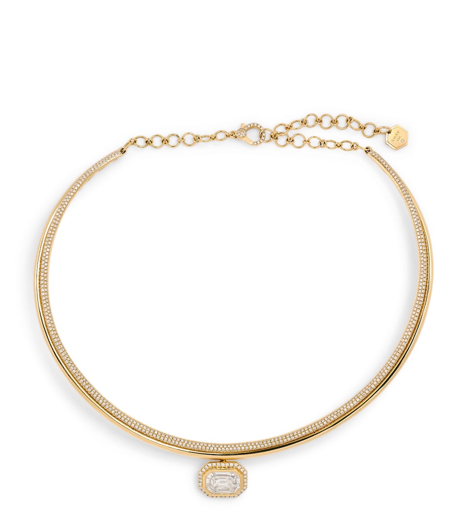 Yellow Gold and Diamond Floating Bezel Necklace