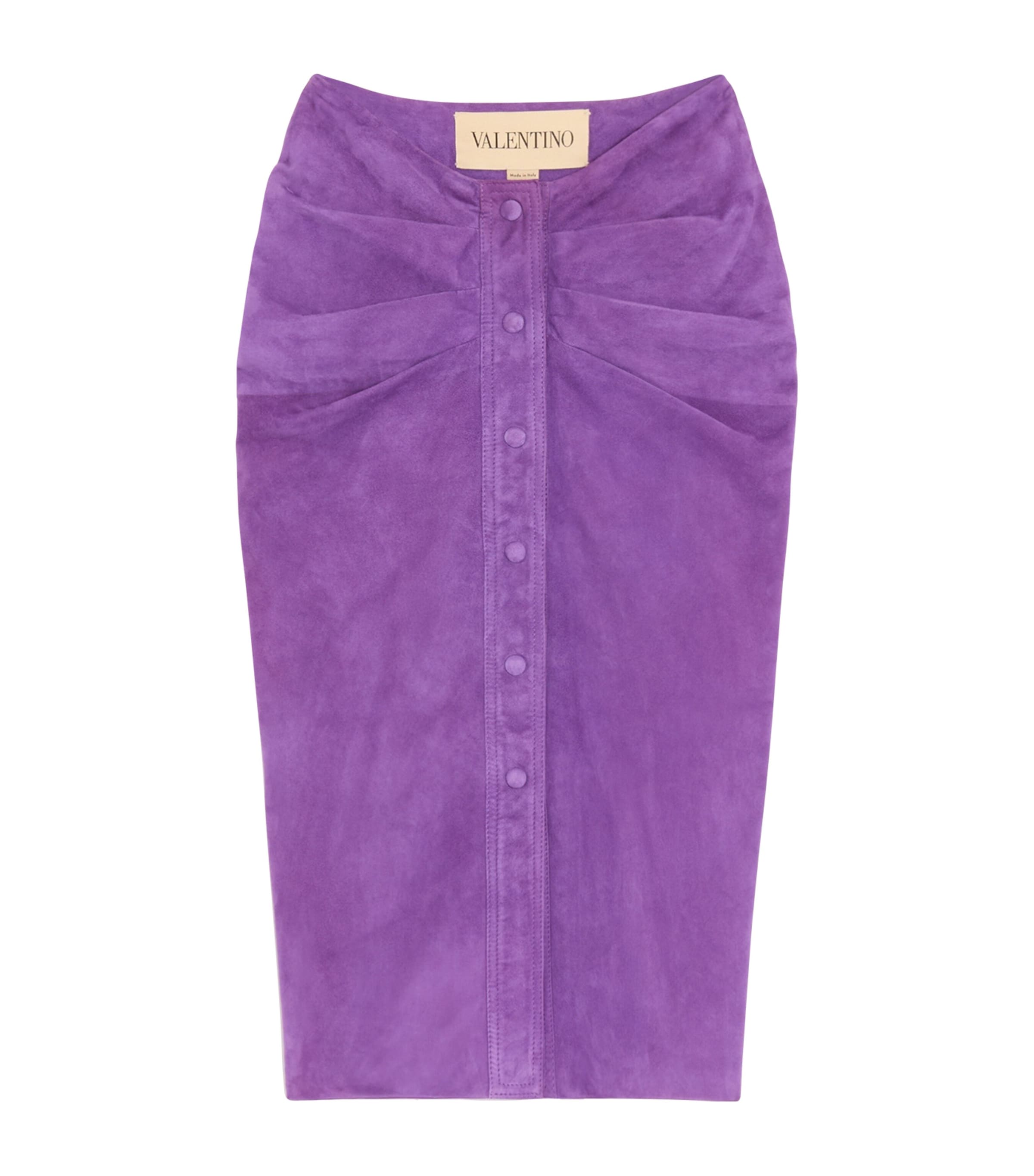 Suede Gathered Midi Skirt