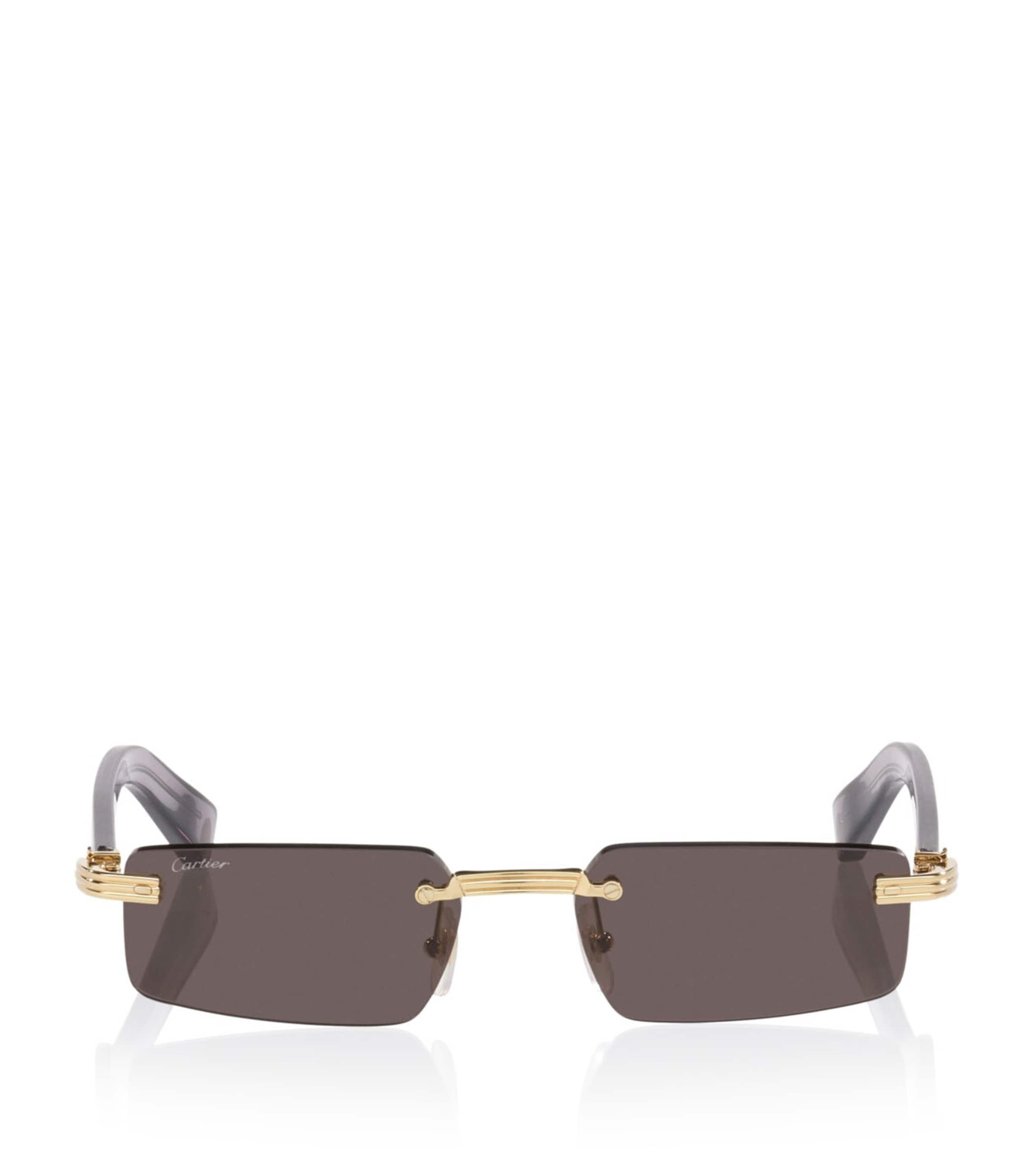 Cartier Narrow Rectangle Sunglasses Gold
