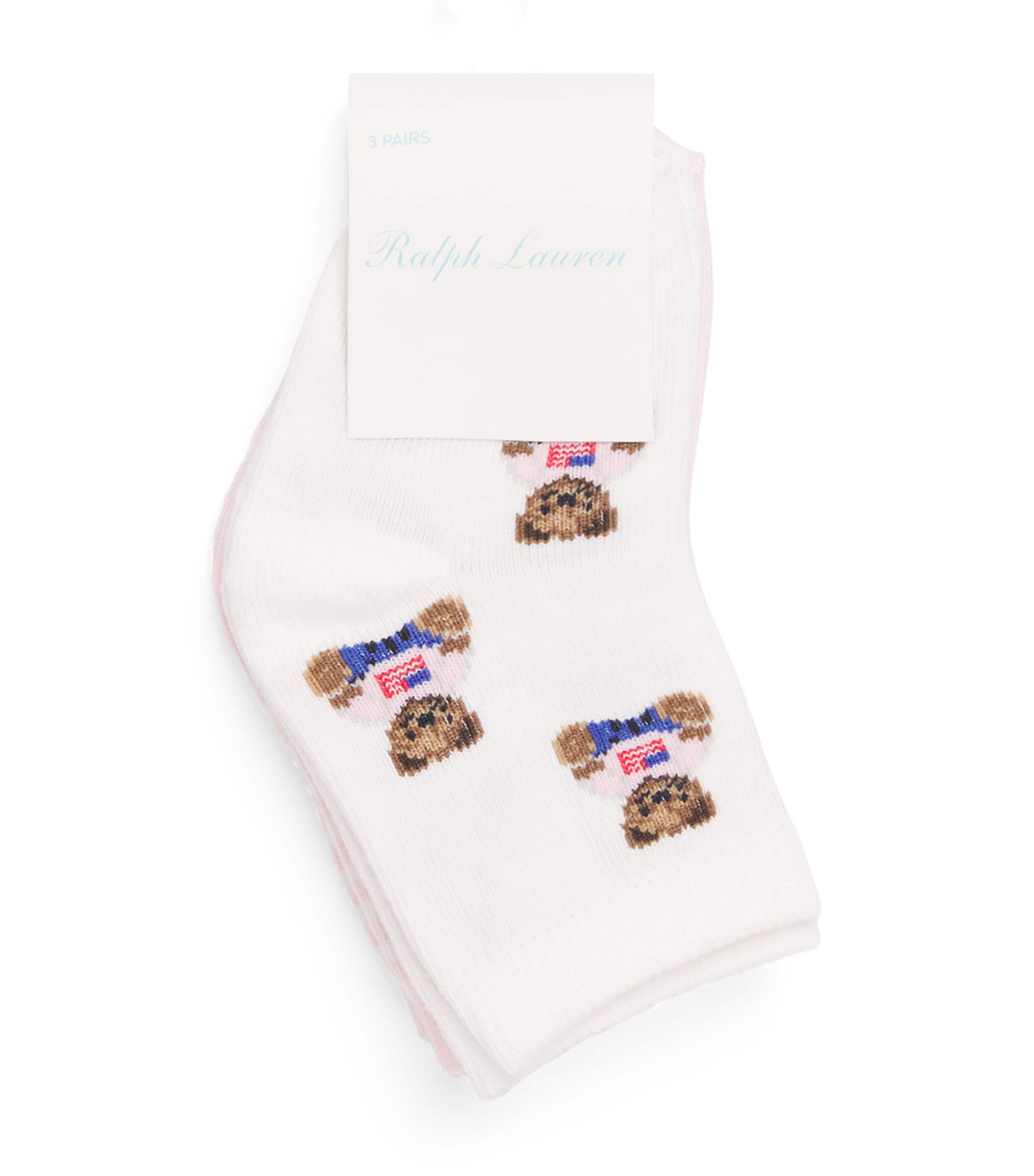Ralph Lauren Kids Cotton Logo Socks (Pack of 3) White