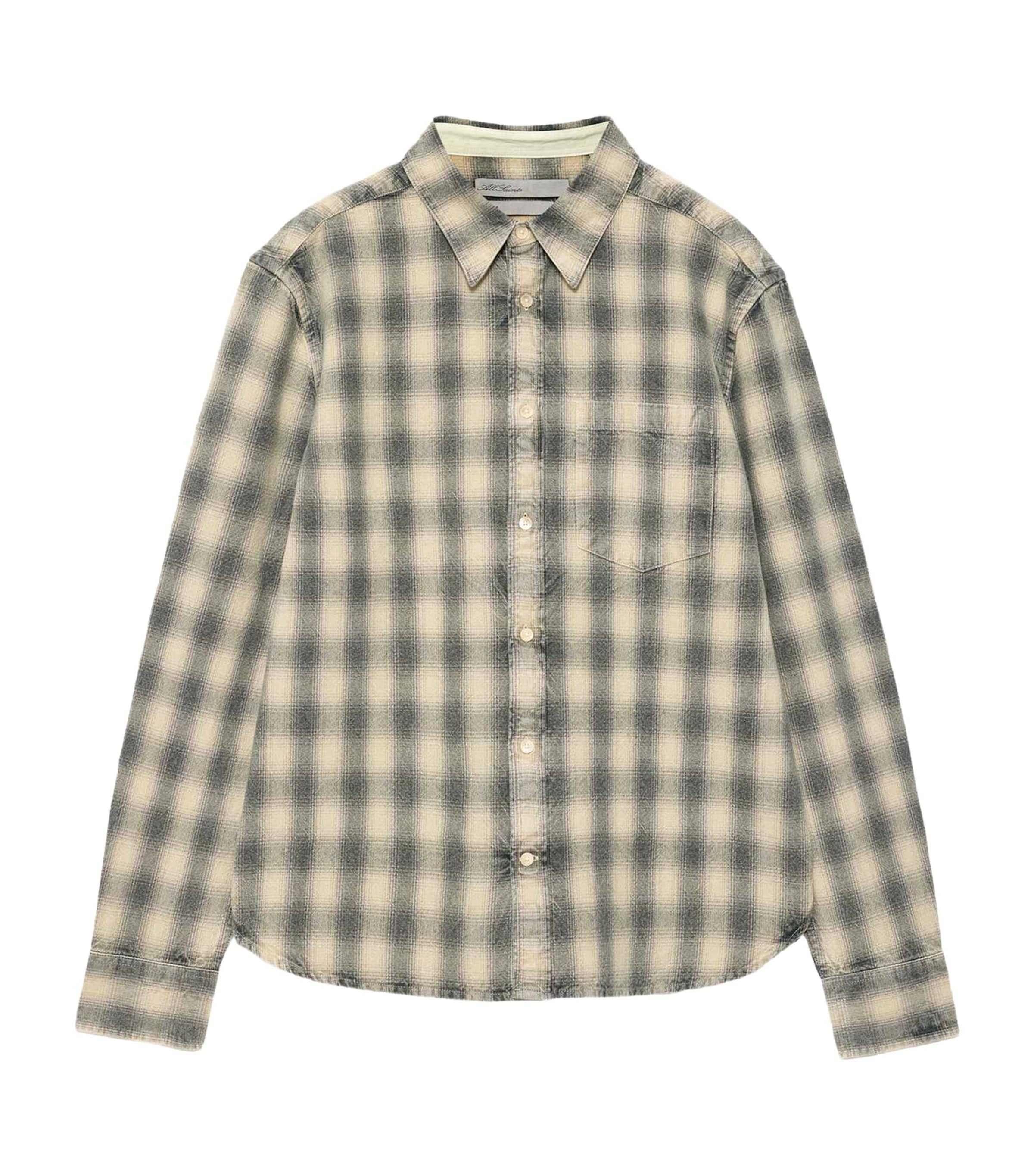 AllSaints Mens Bower Check Shirt Cloud Grey