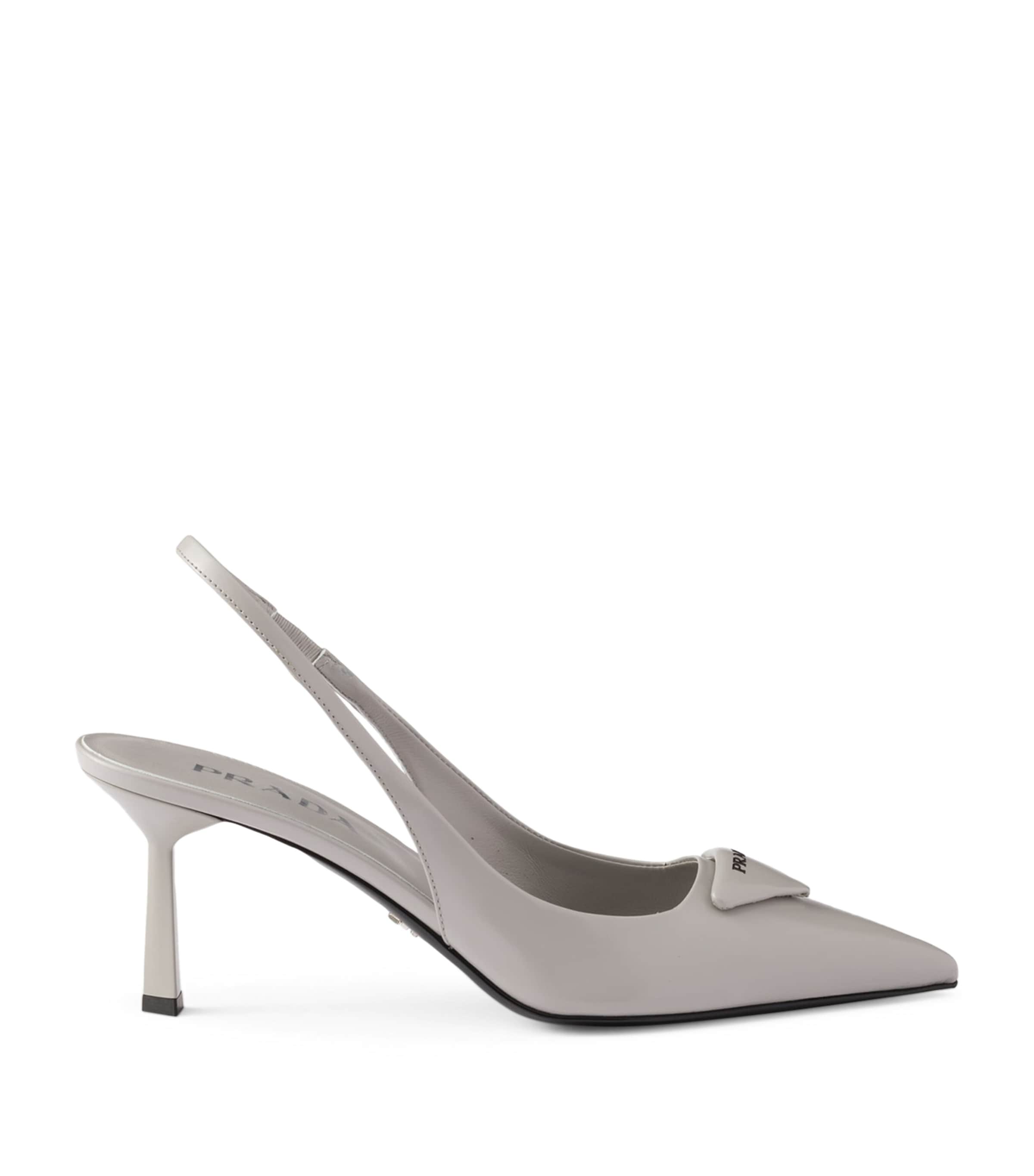 Brushed Leather Slingback Pumps 75