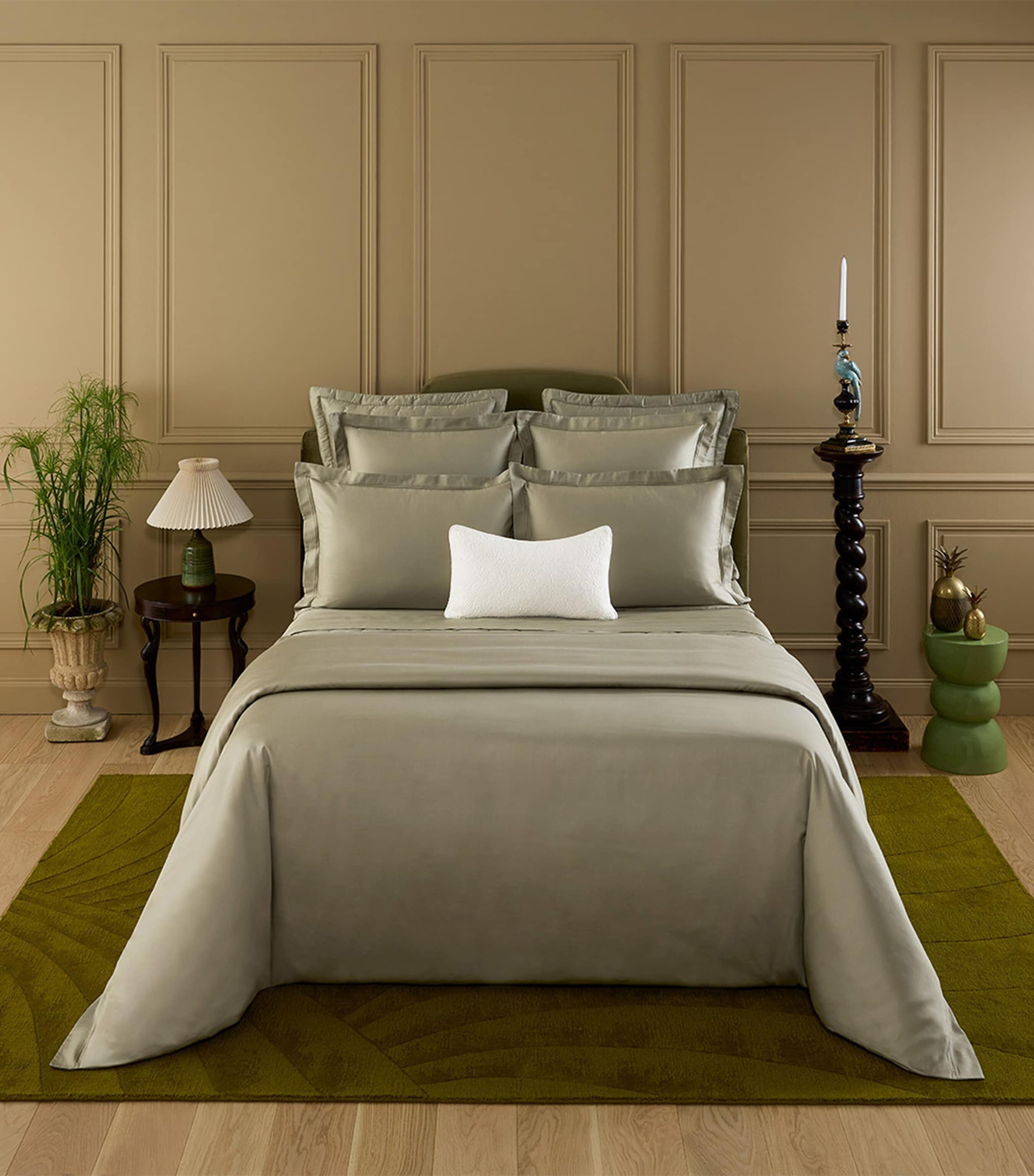 Triomphe Kaki Super King Flat Sheet (270cm x 295cm)