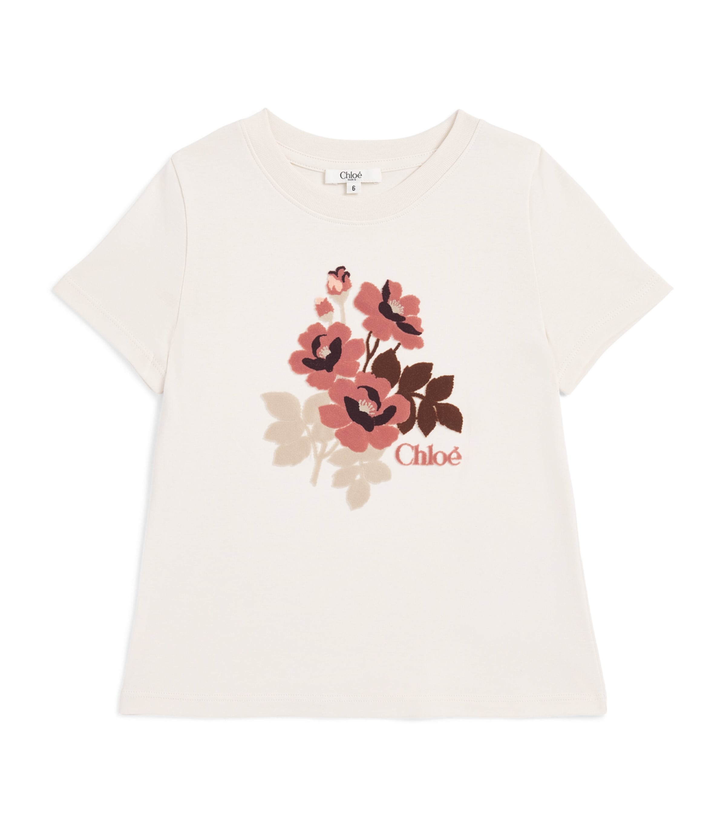 Chloé Kids Flocked Floral T-Shirt (4-14 Years) Ivory