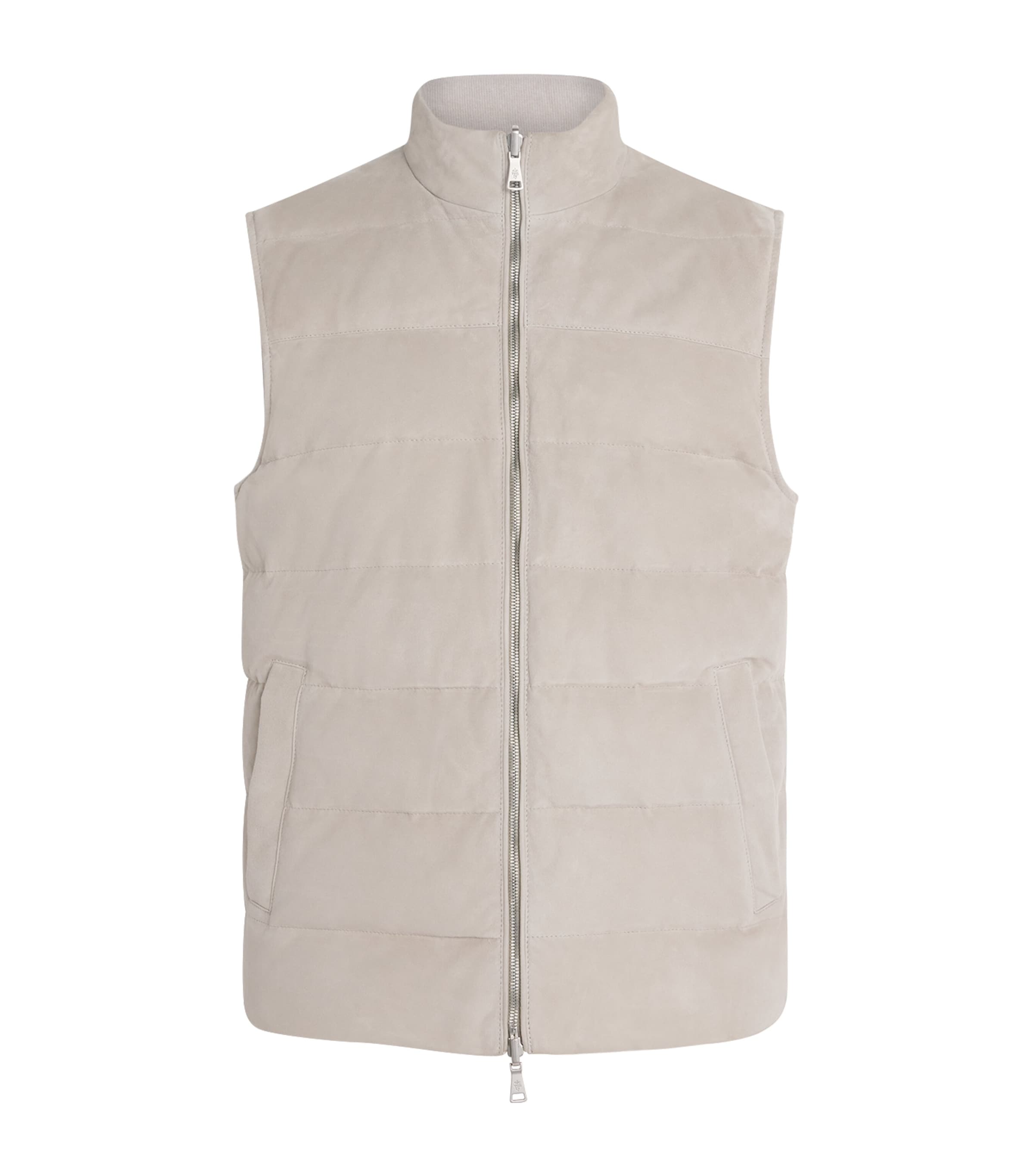 Eleventy Mens Suede Reversible Gilet Salvia, Sabbia
