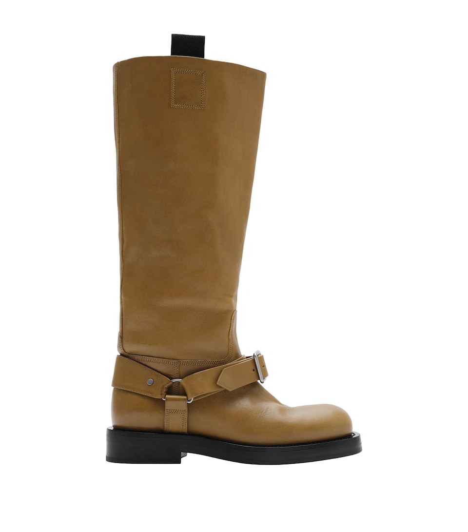 Leather Saddle Knee-High Boots