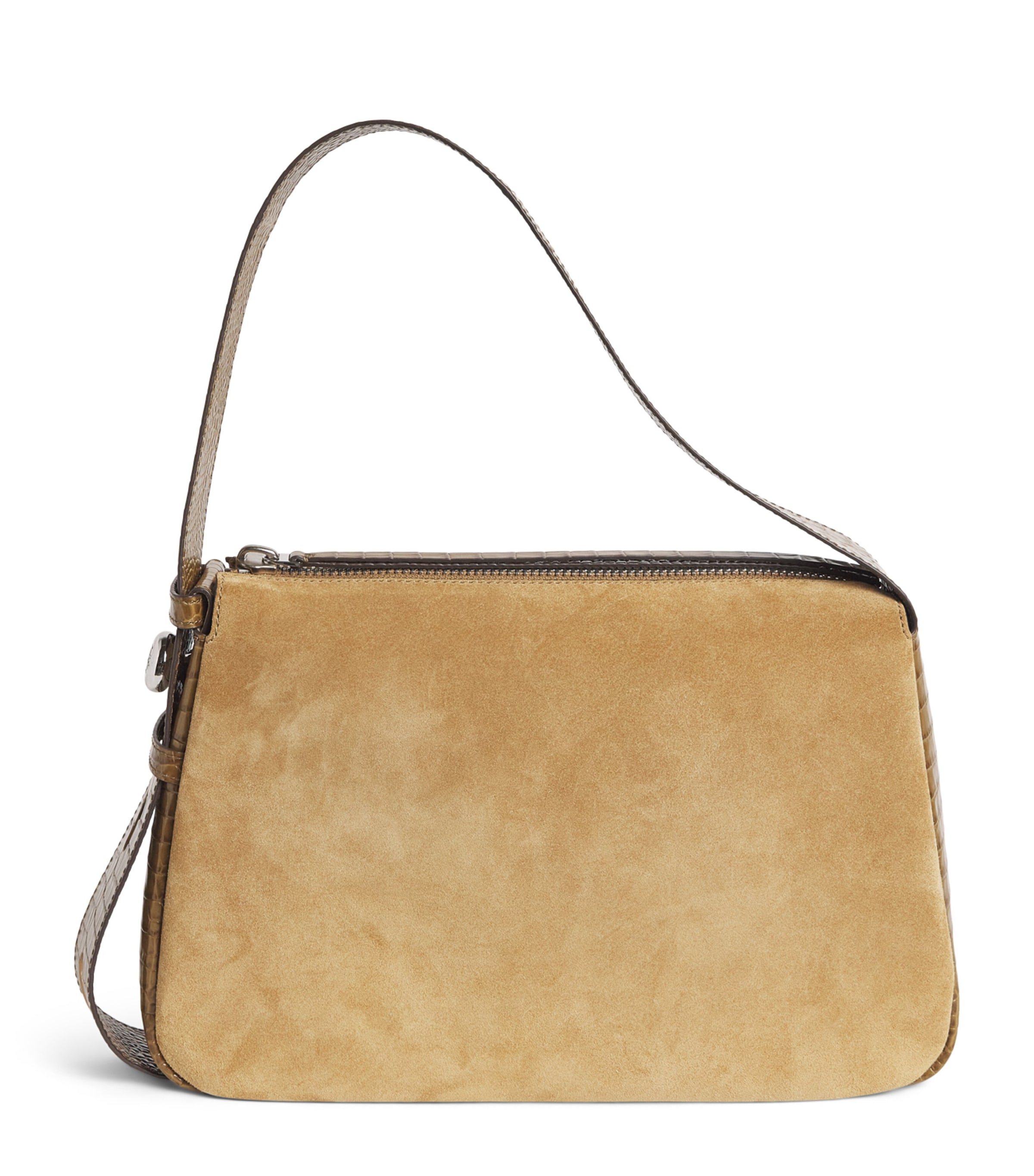Tory Burch Suede Romy Shoulder Bag Stone