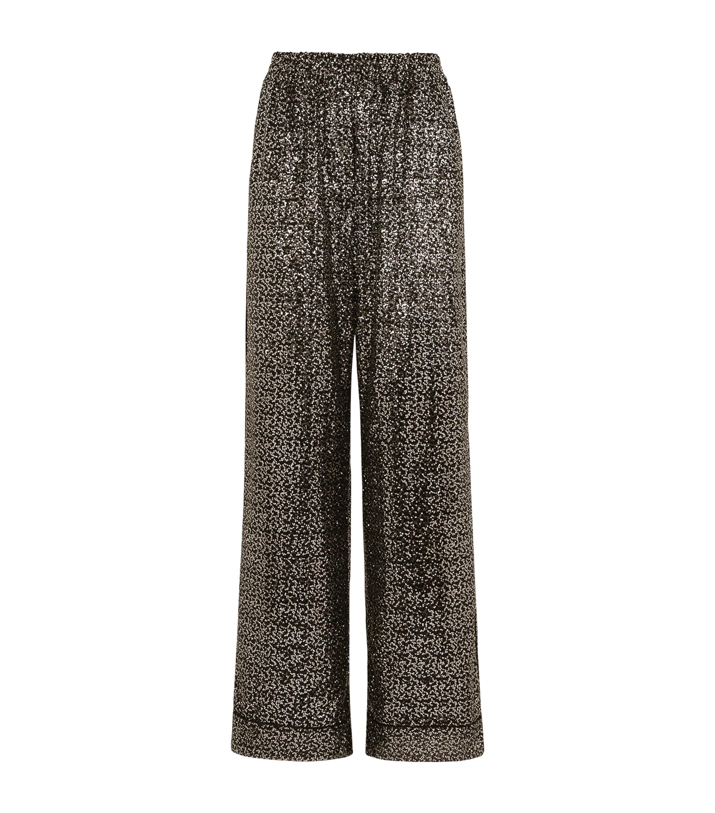 Sequinned Wide-Leg Trousers
