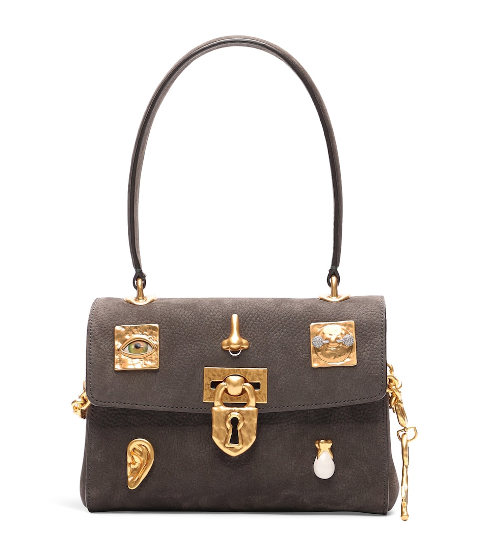 Schiaparelli Mini Leather Bijoux Secret Top-Handle Bag Dark Grey