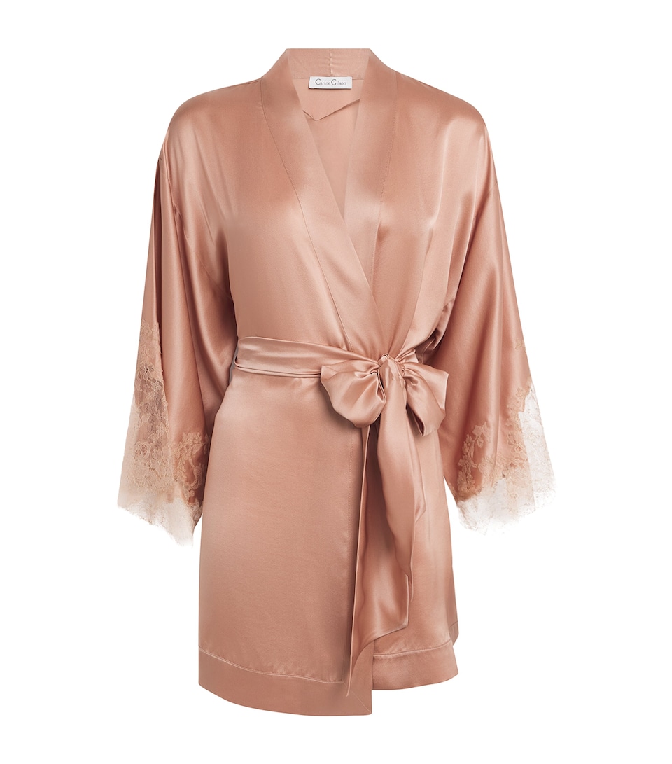 Carine Gilson Womens Short Silk Cérès Robe Beige Vision