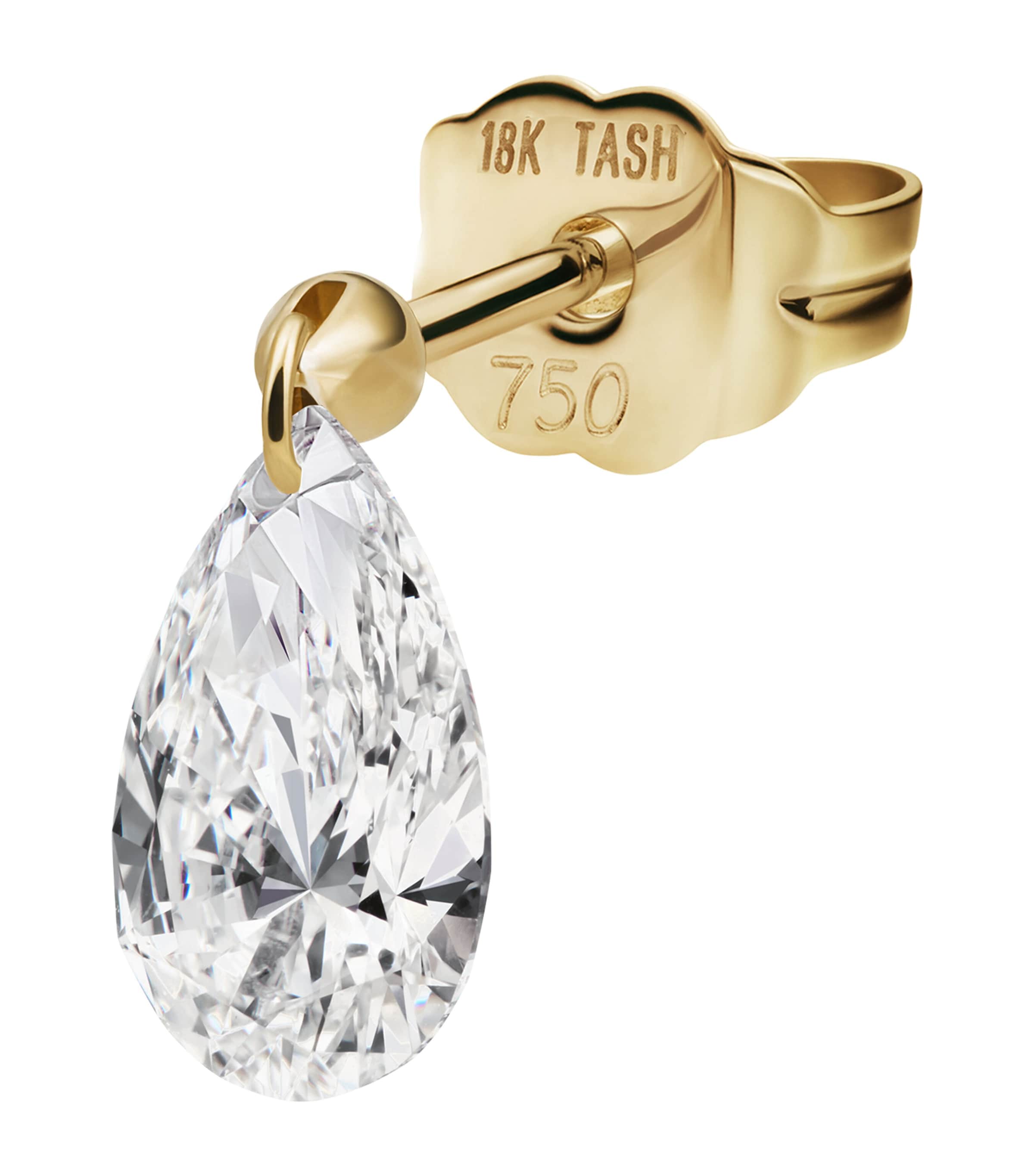 Diamond Pear Single Stud Earring (7mm)