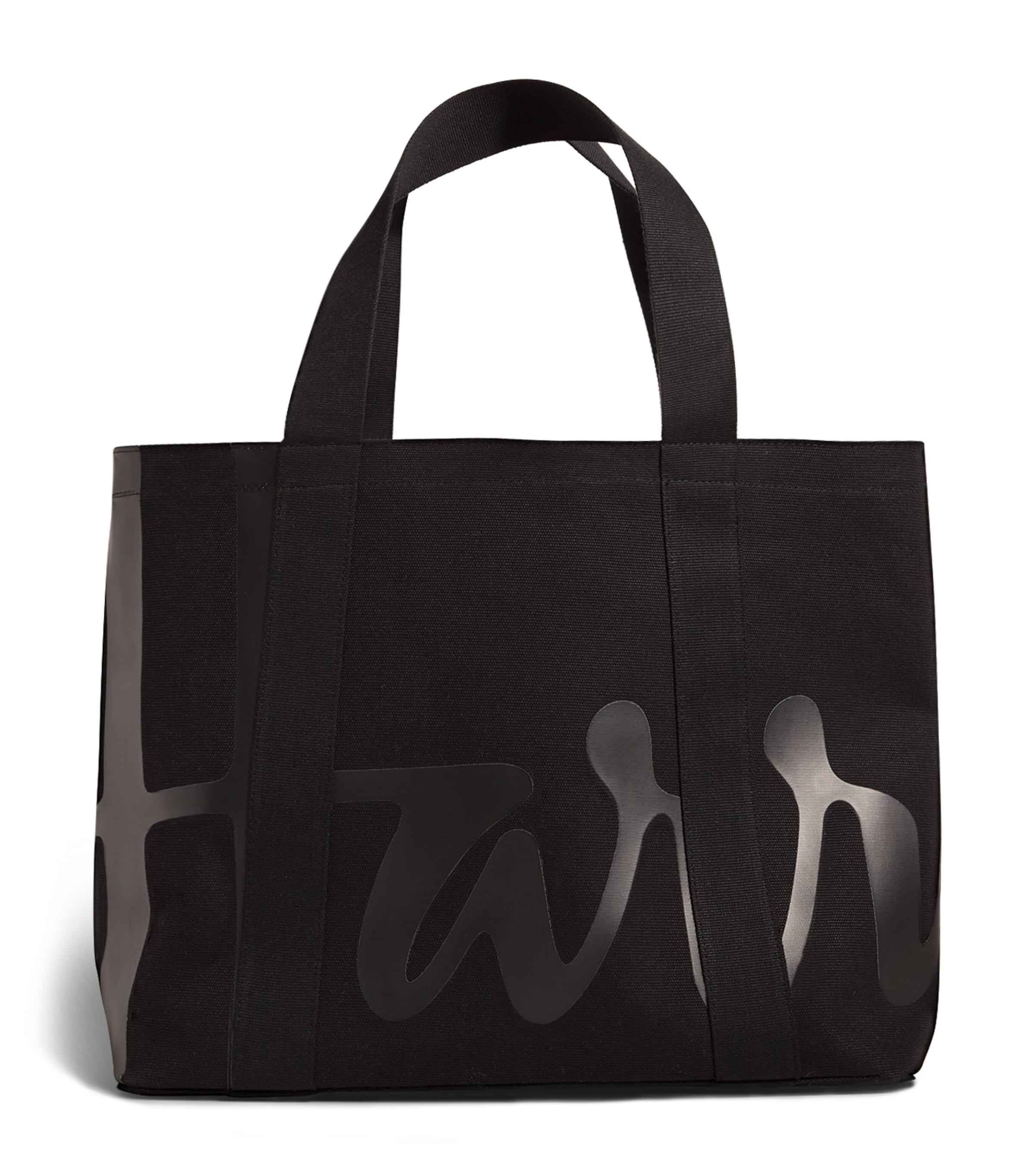 Harrods Medium Cotton Logo Tote Bag Black