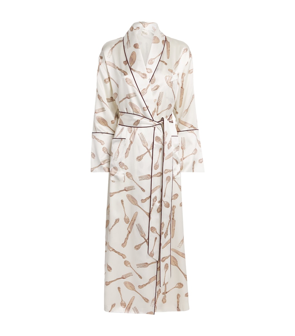 Olivia von Halle Womens Silk Cutlery Capability Robe Sevilla
