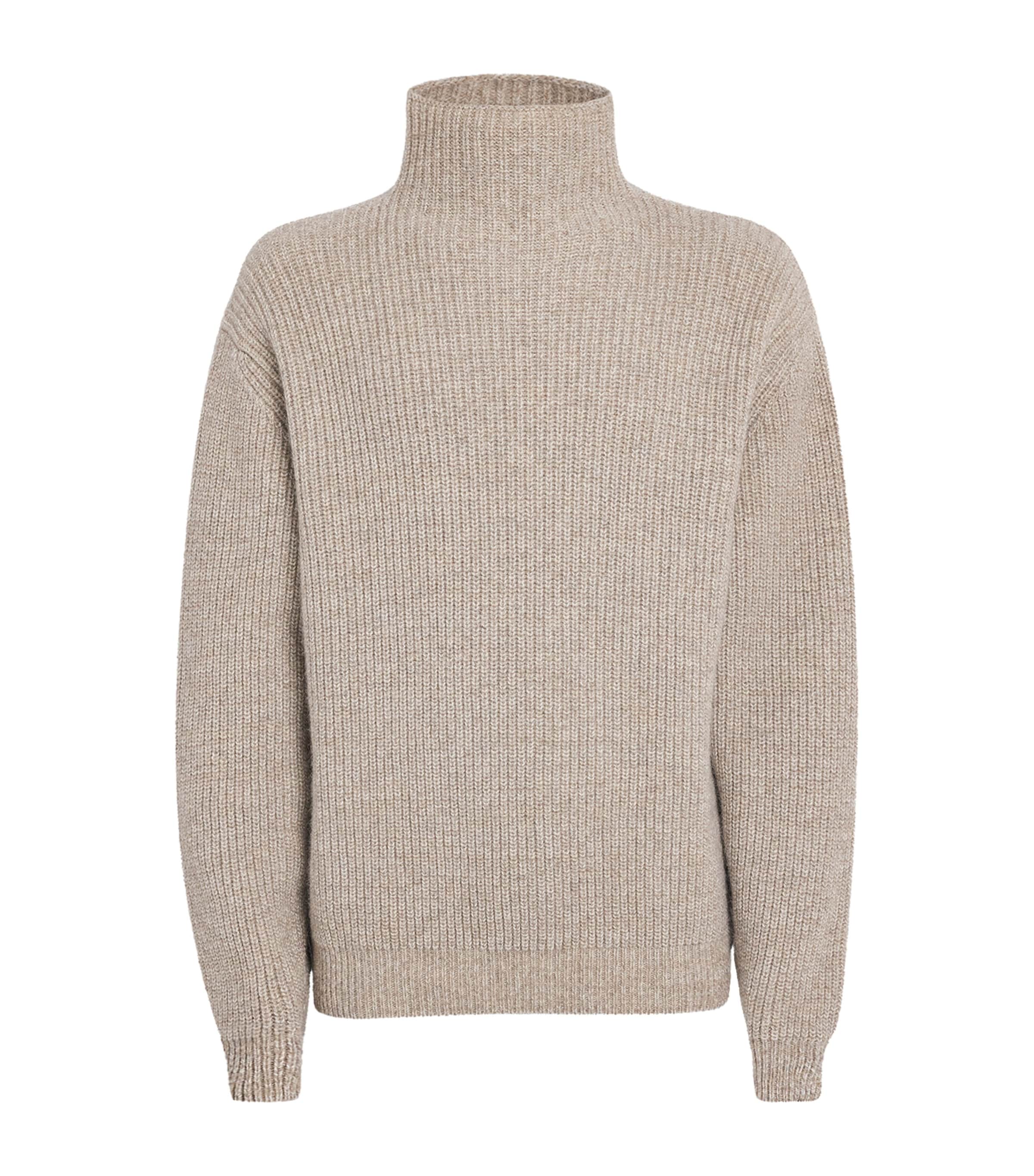 Lemaire Mens Alpaca-Yak-Blend Funnel-Neck Sweater Beige/oat