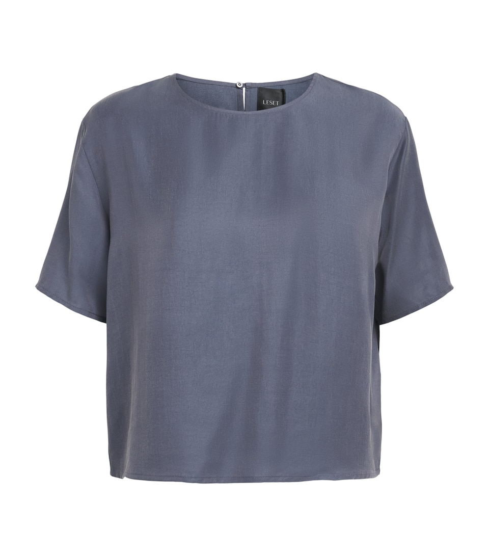 LESET Womens Kim Boxy T-Shirt Denim