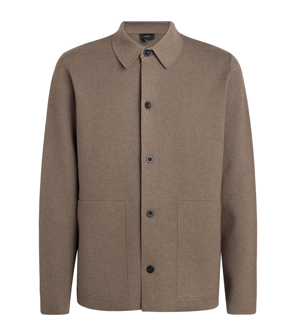 Vince Mens Milano-Knit Overshirt Lt H Tarmac