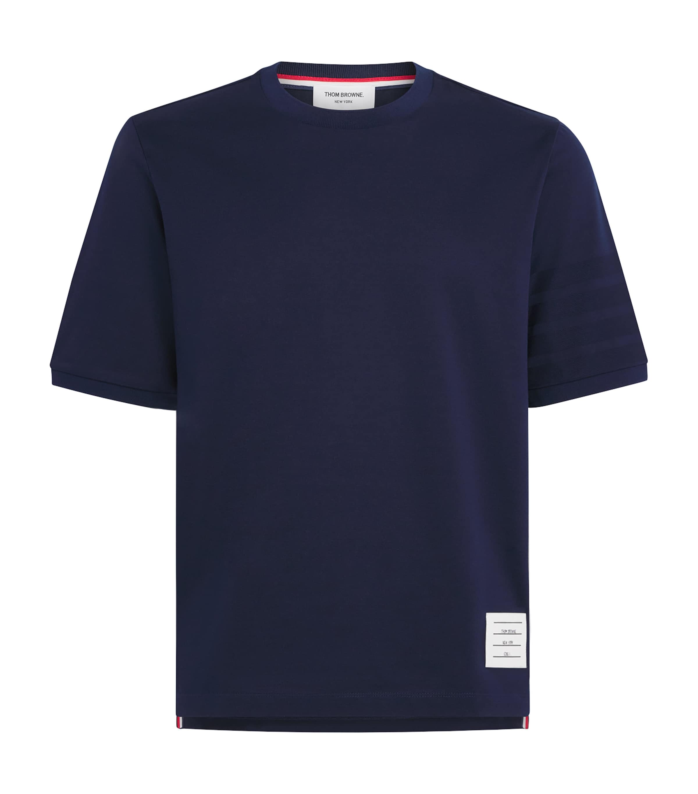 Thom Browne Mens Cotton 4-Stripe T-Shirt Navy