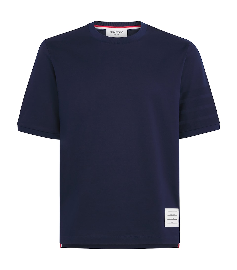 Thom Browne Mens Cotton 4-Stripe T-Shirt Navy