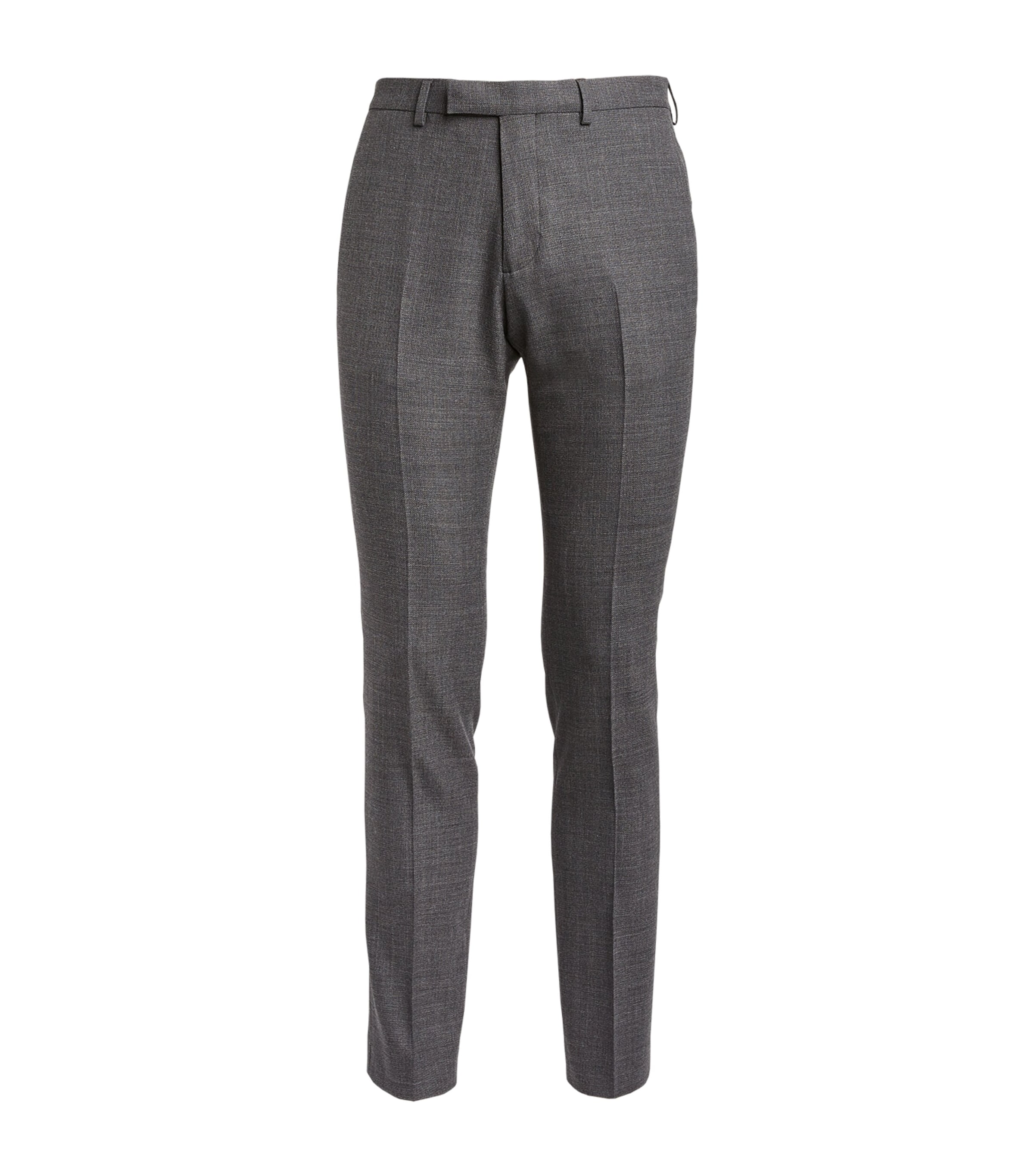 Sandro Paris Mens Wool-Rich Tailored Trousers Mocked Grey