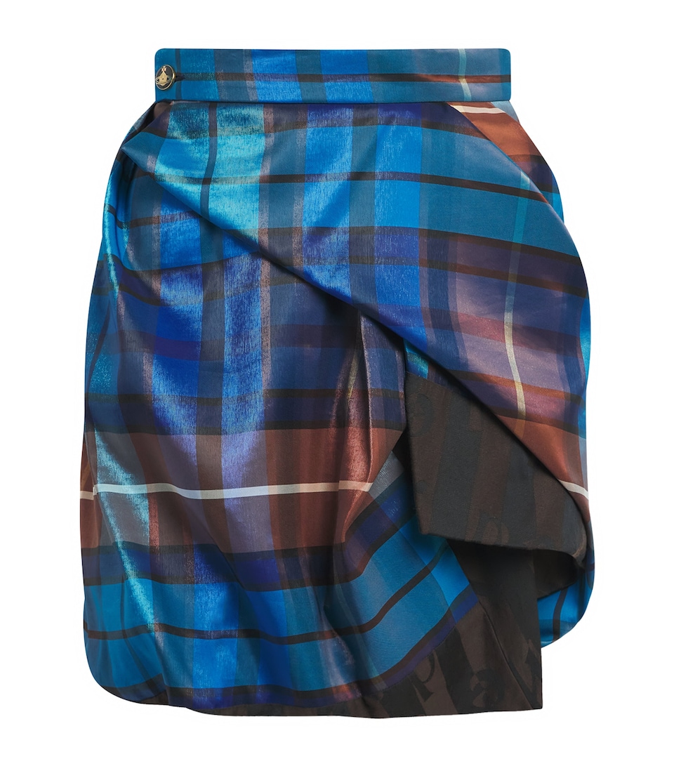 Vivienne Westwood Womens Tartan Zora Mini Skirt Shny Blue/brown