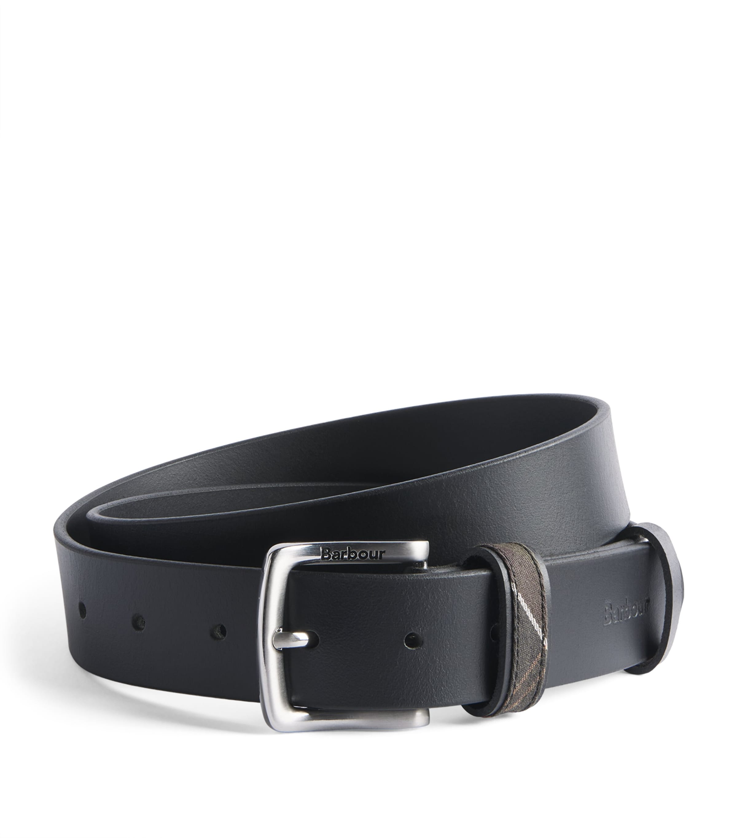 Barbour Leather Tartan Keeper Belt Black
