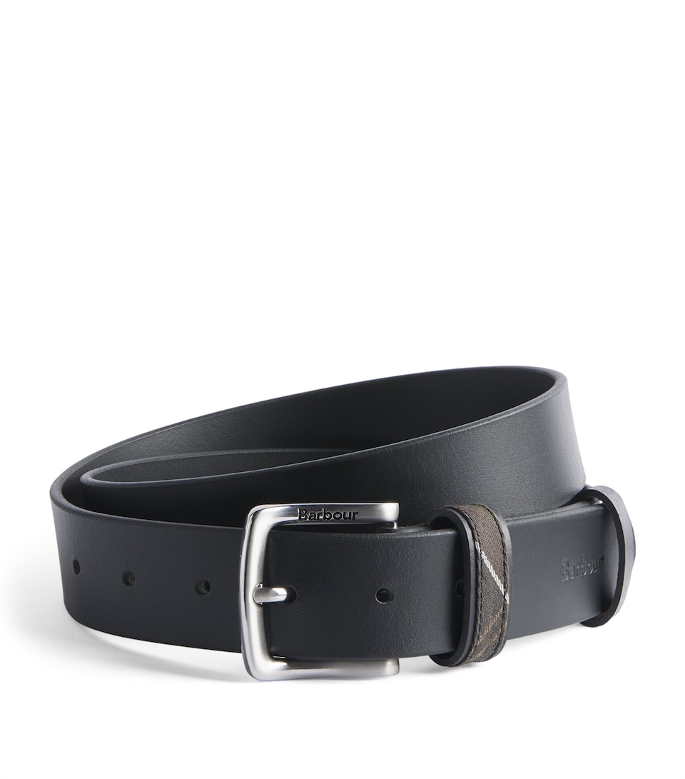 Barbour Leather Tartan Keeper Belt Black