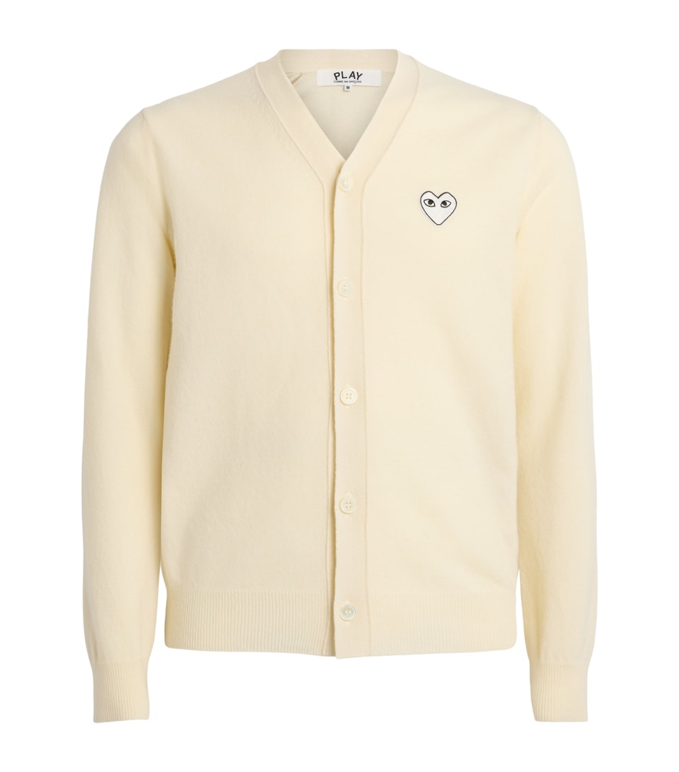 Comme Des Garçons Play Mens Wool Heart Cardigan Ivory