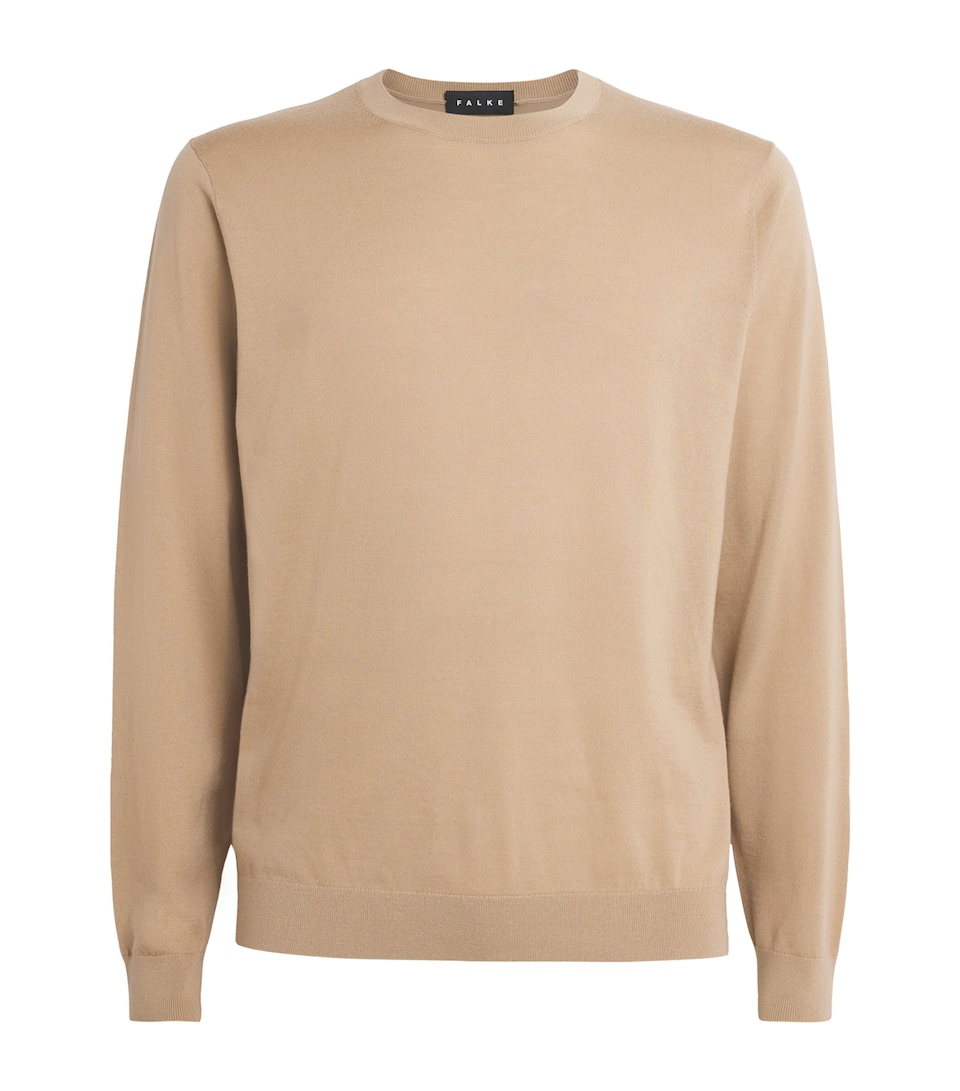 Falke Mens Stretch-Virgin Wool Sweater Seasame