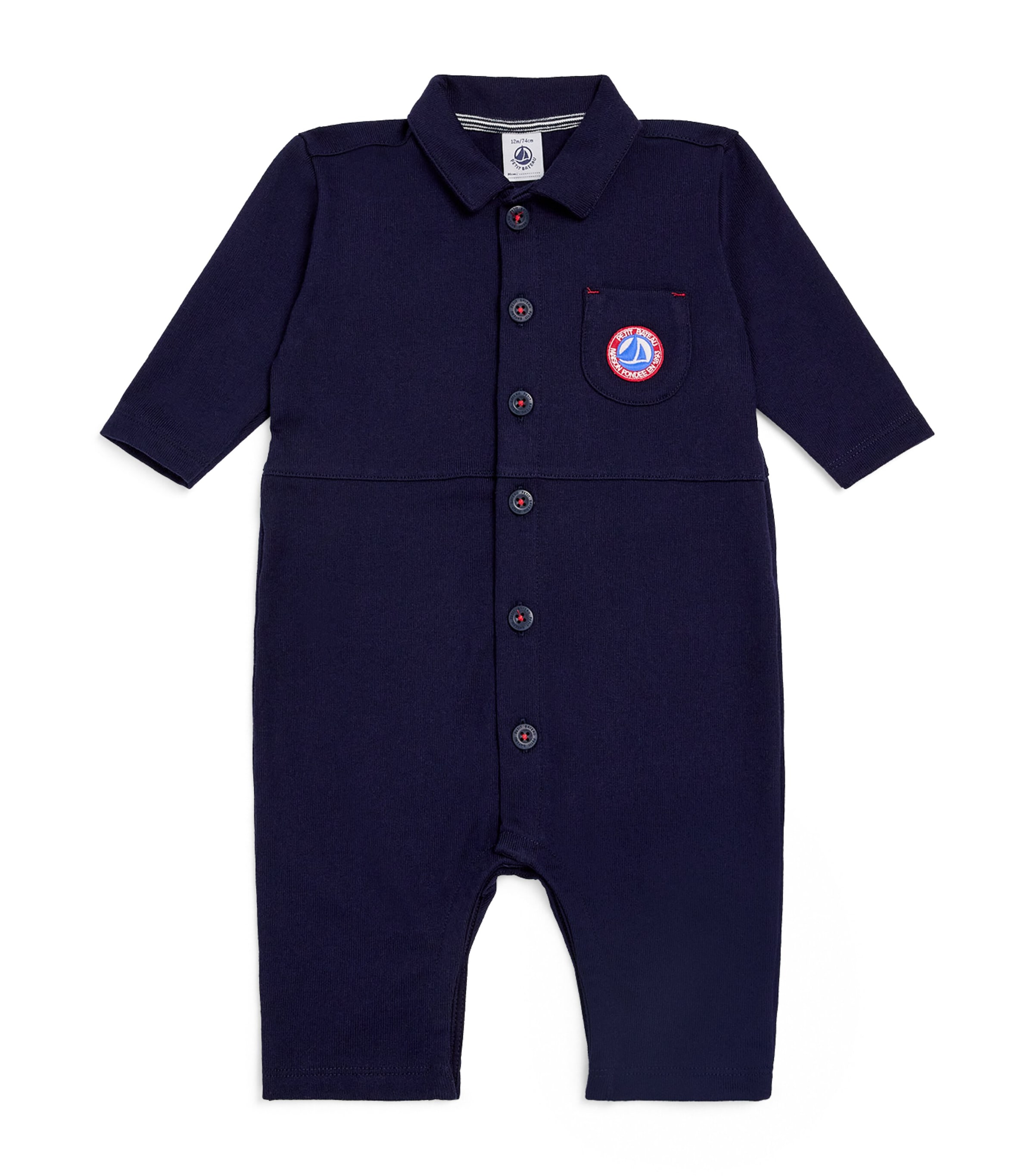 Petit Bateau Cotton Collared Playsuit (3-24 Months)
