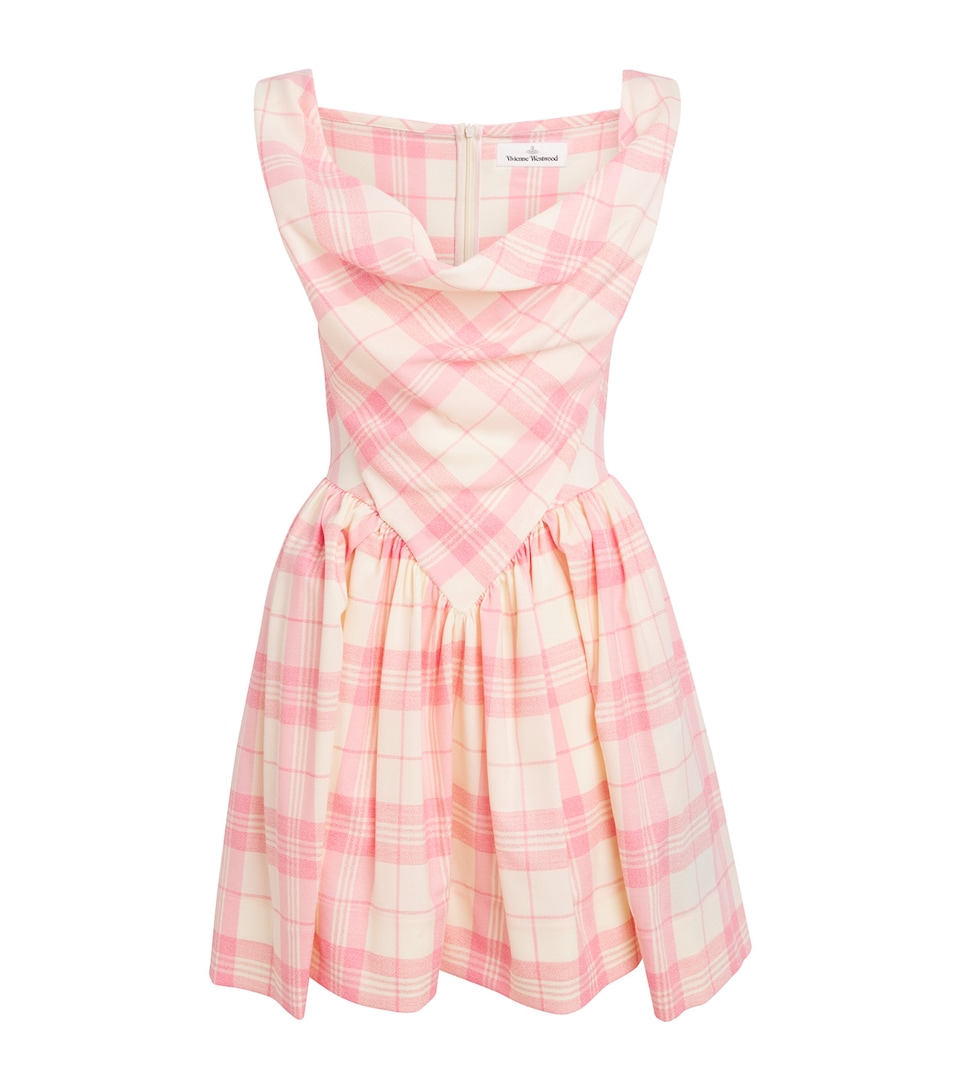 Vivienne Westwood Womens Wool-Blend Tartan Sunday Mini Dress Ivory/pink