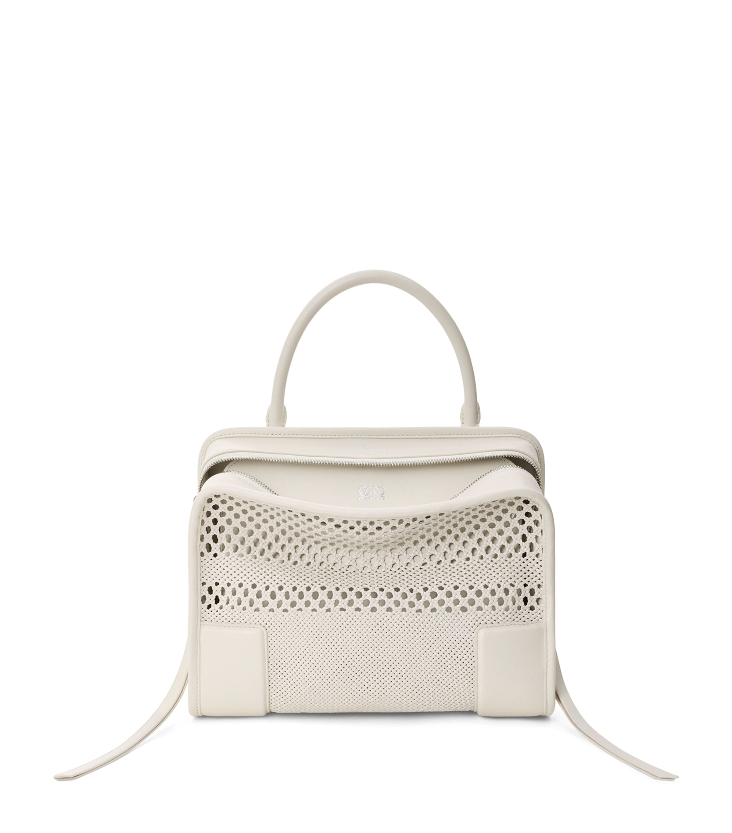 LOEWE Medium Woven Leather Amazona 180 Top-Handle Bag Soft White