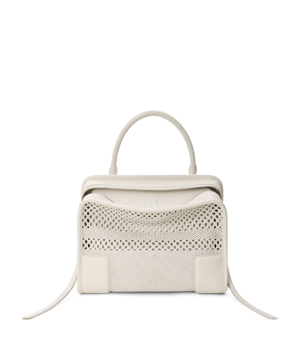 LOEWE Medium Woven Leather Amazona 180 Top-Handle Bag Soft White