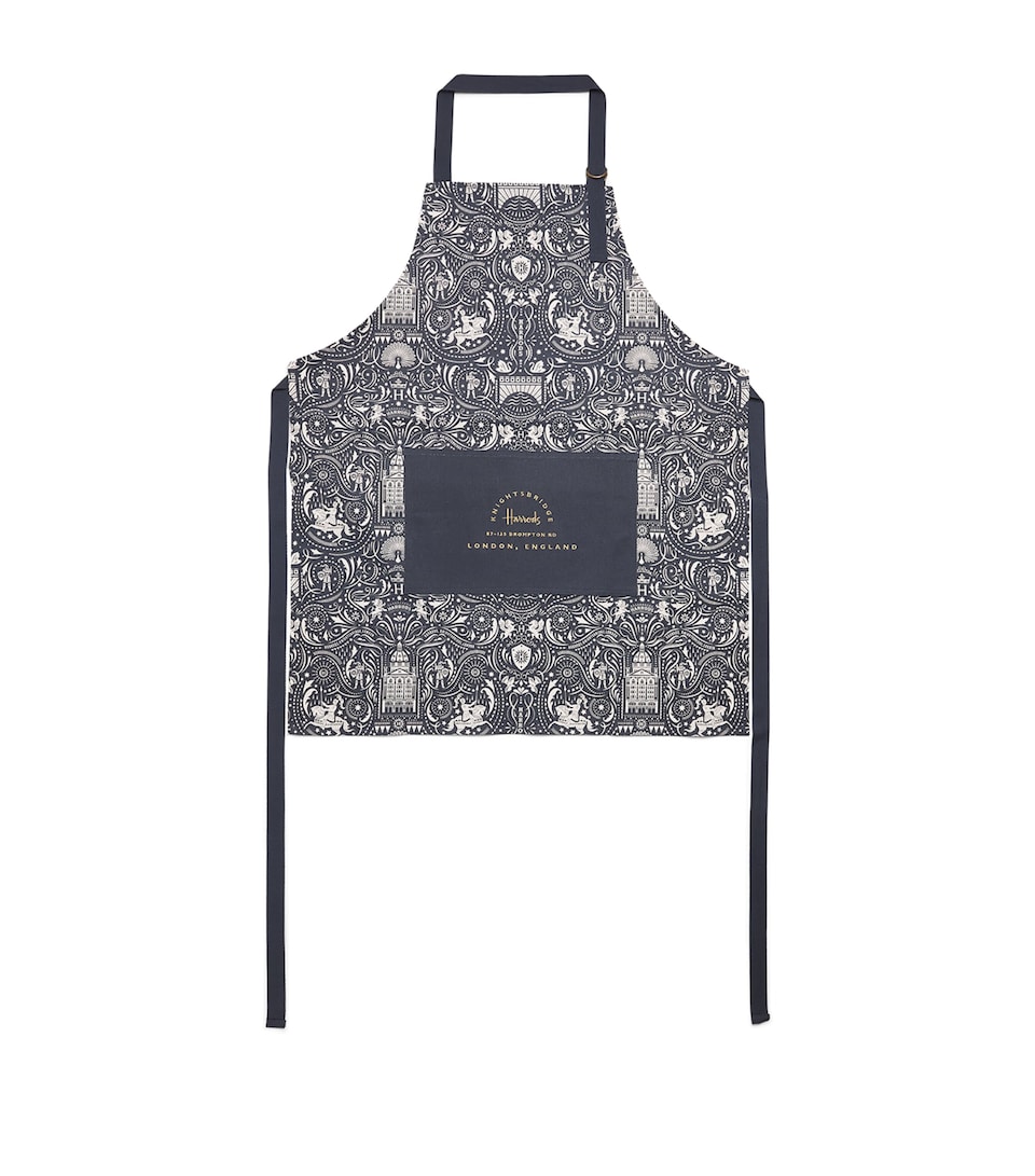 Harrods Cotton Knights of Brompton Apron Navy