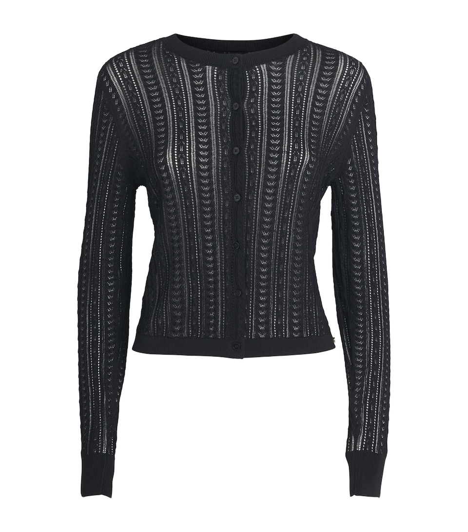 ANINE BING Womens Open-Knit Moni Cardigan Black