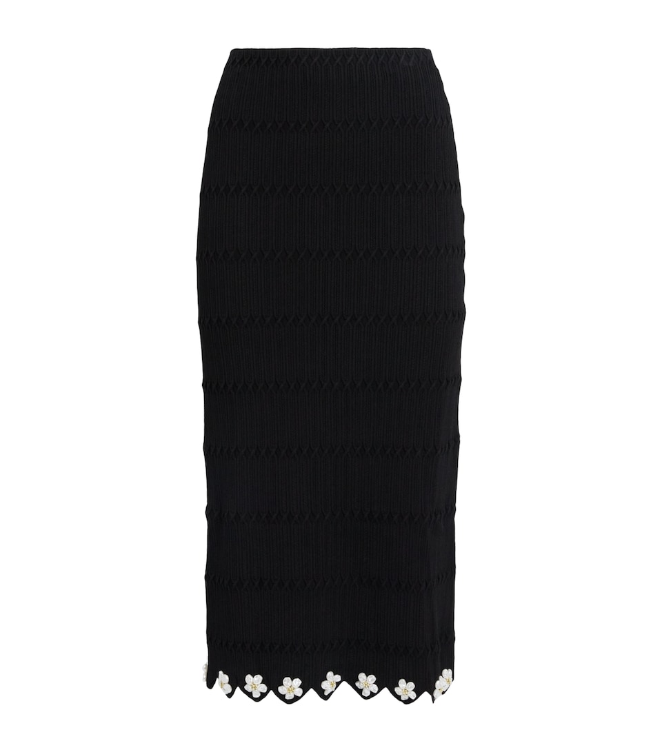 Maje Womens Knitted Embellished Midi Skirt Black