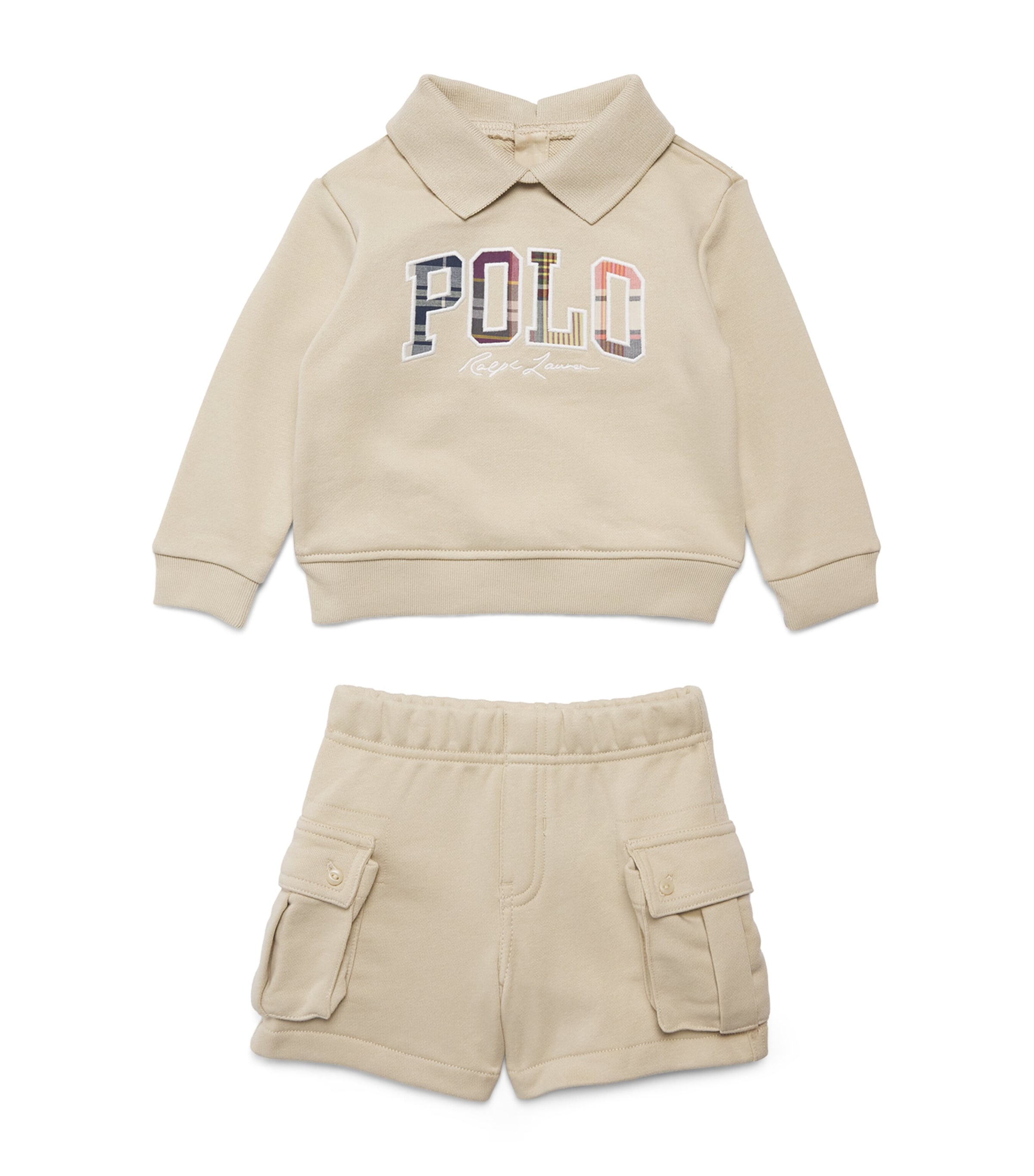 Ralph Lauren Kids Polo Sweater and Cargo Shorts Set (3-24 Months) Tallow Cream