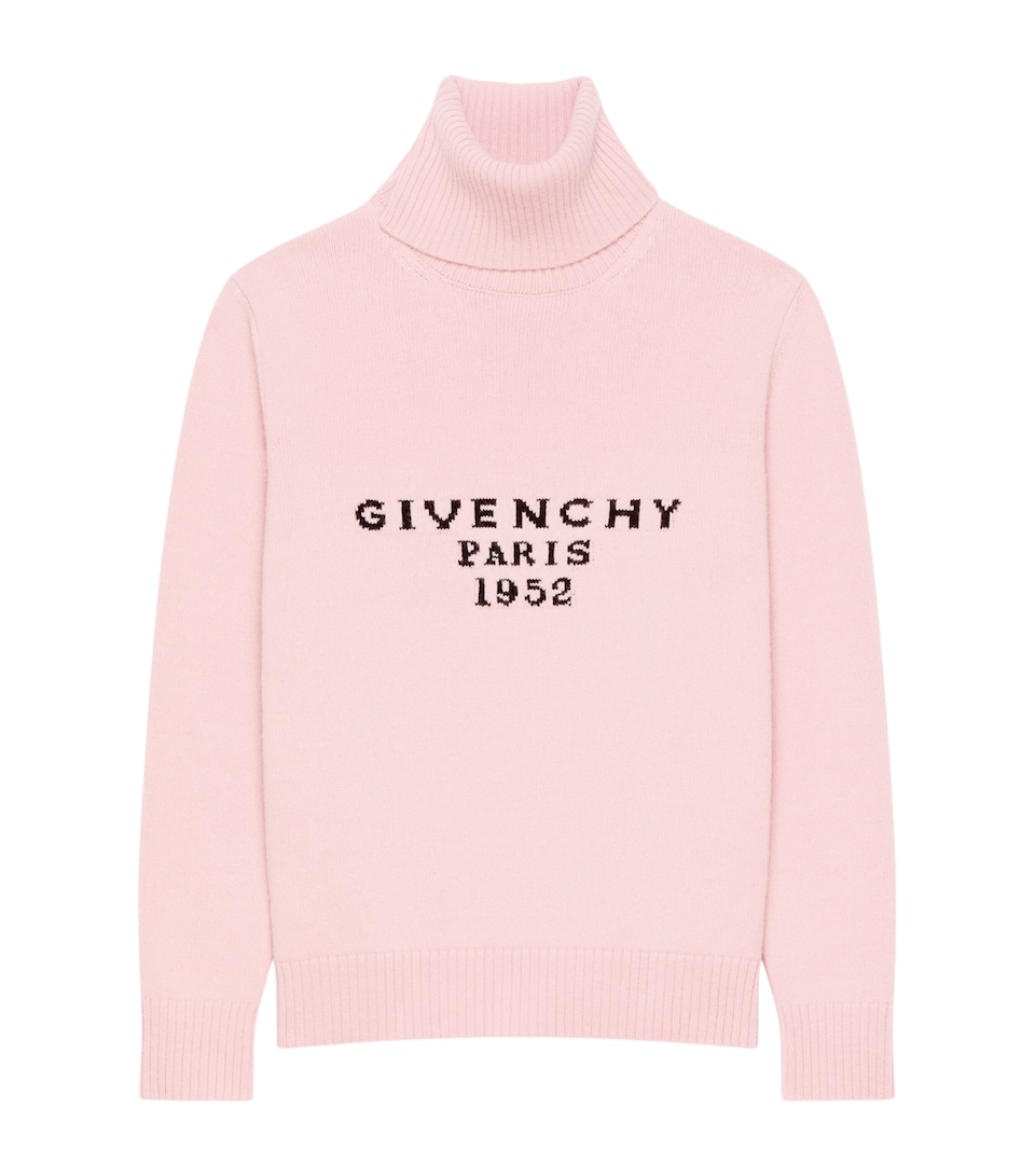 Givenchy Womens Wool-Cashmere Logo Rollneck Sweater Light Pink