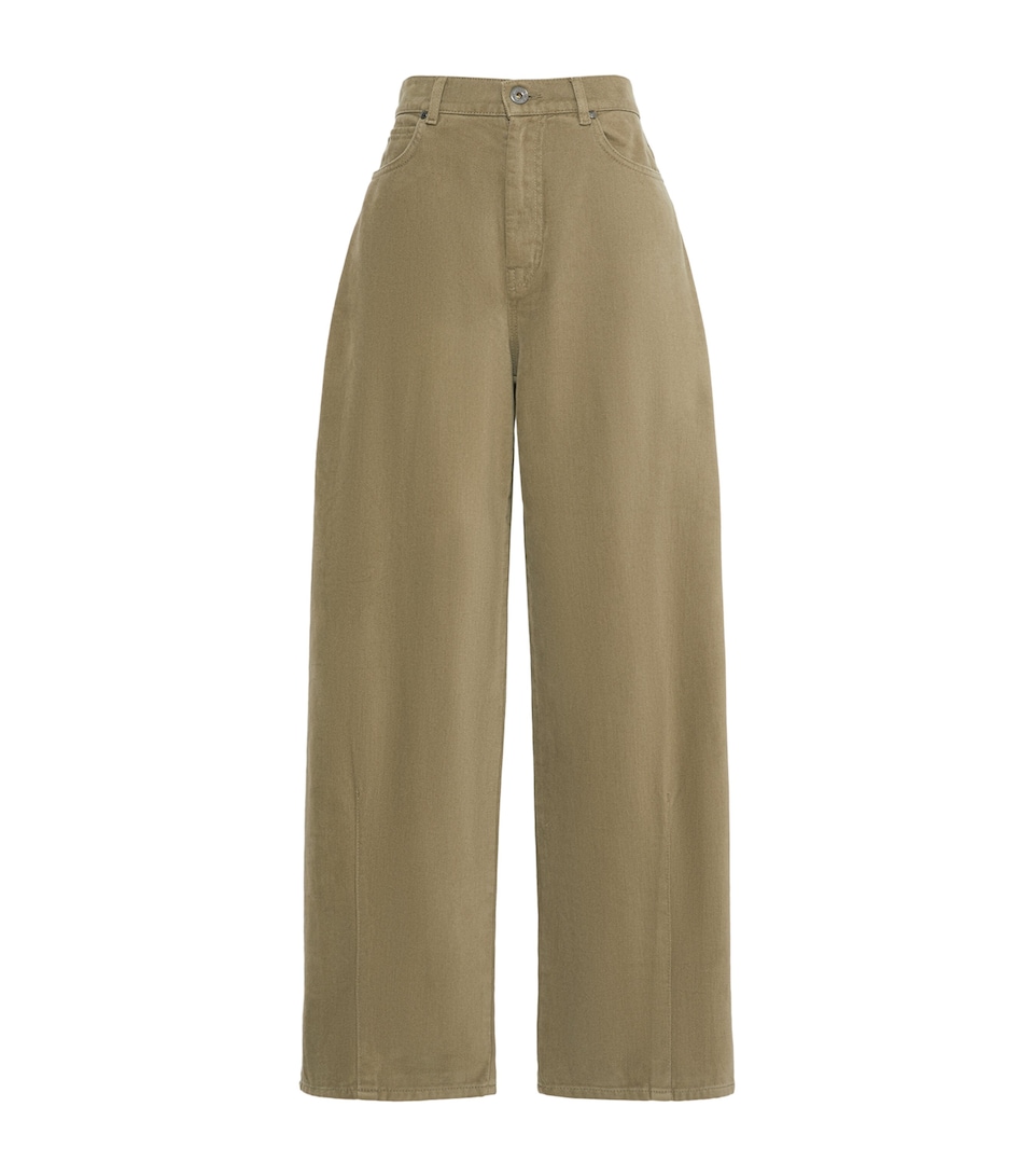 Weekend Max Mara Womens Slouchy Wide-Leg Jeans Kaki